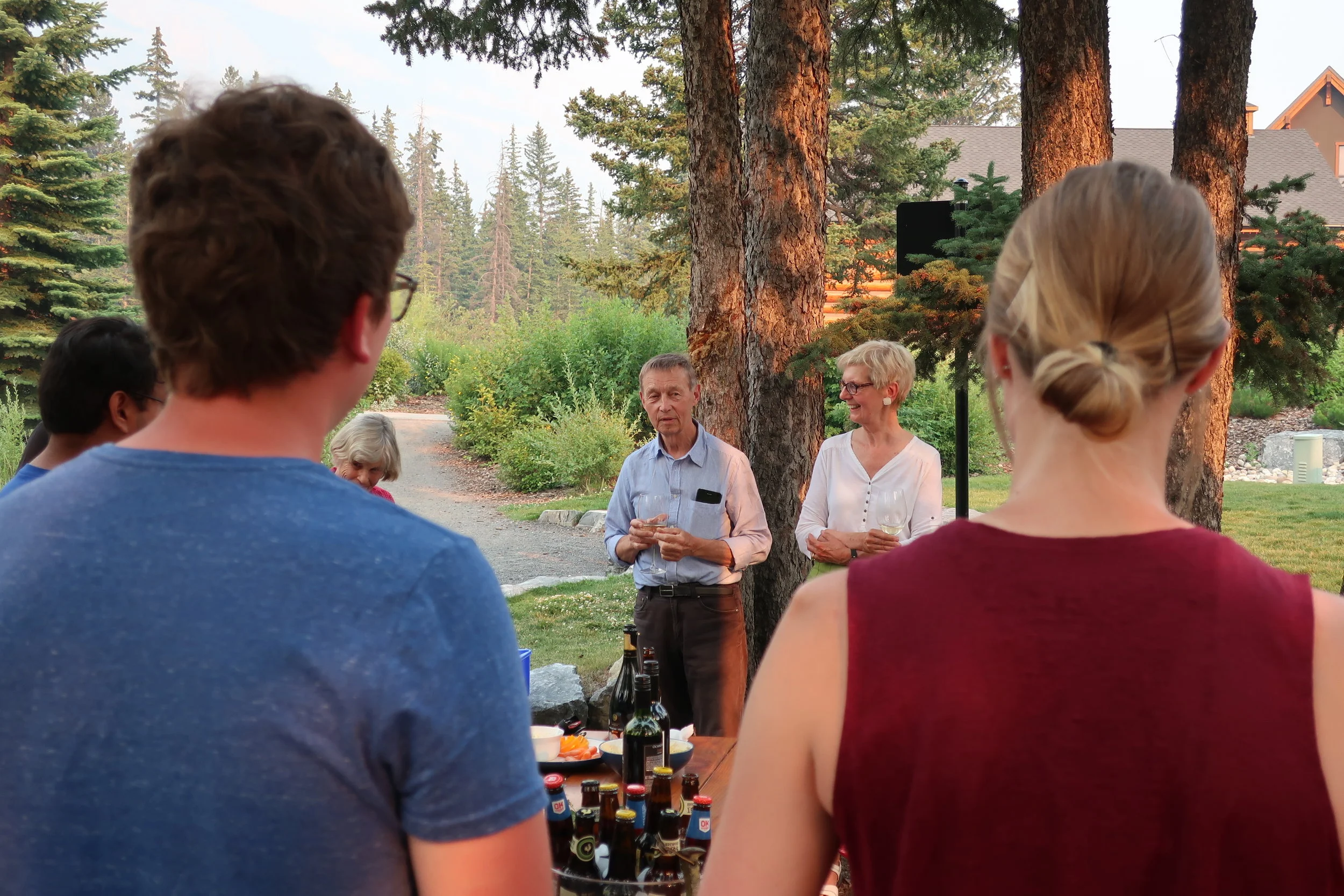  Canmore--Harald and Christin Grieser's 45th Wedding Anniversary Cocktail party--Alex Coakley and McKinsey Andropolis (foreground) and Harald Grieser and Christin Grieser-Kindel 