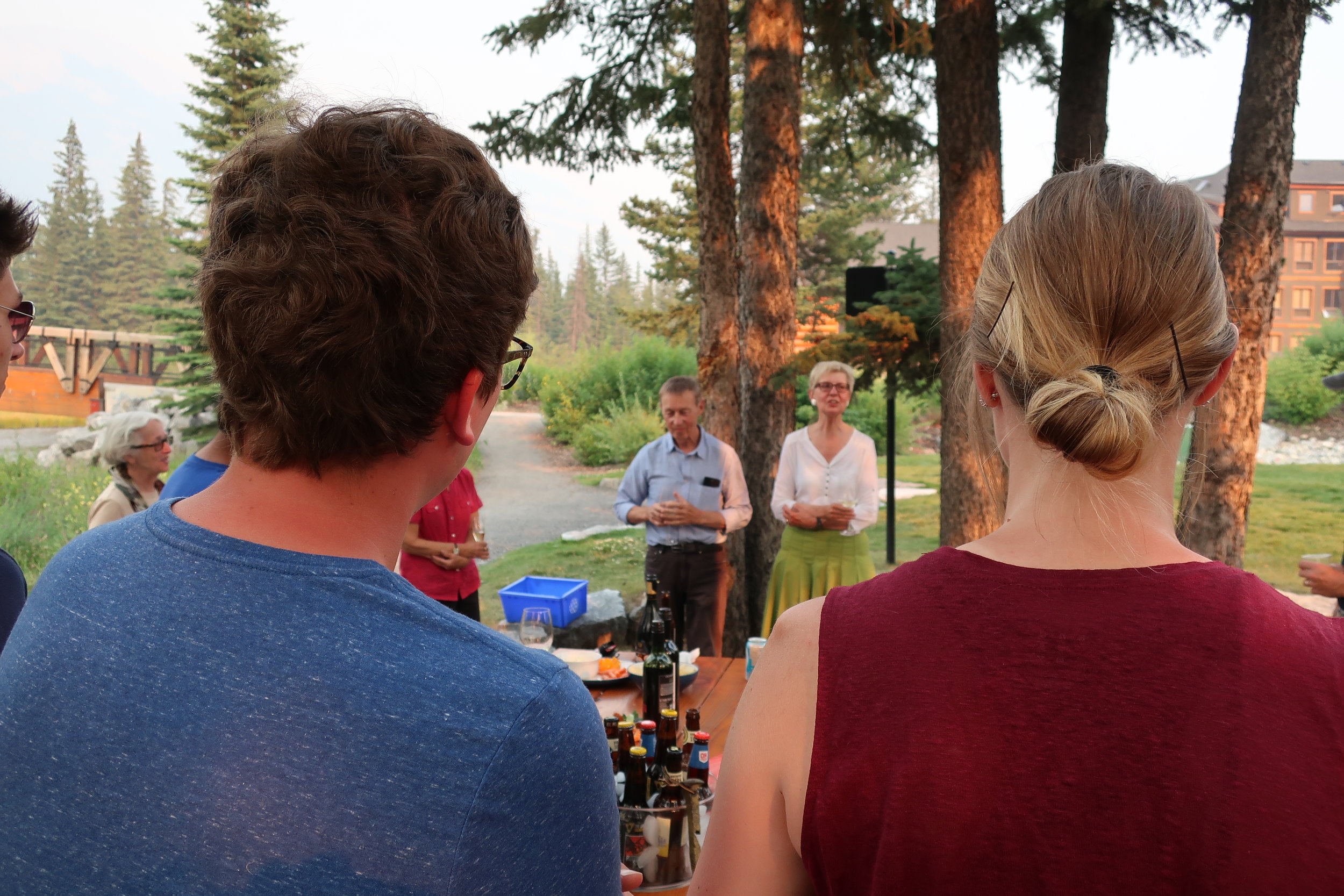  Canmore--Harald and Christin Grieser's 45th Wedding Anniversary Cocktail party--Alex Coakley and McKinsey Andropolis (foreground) and Harald Grieser and Christin Grieser-Kindel 