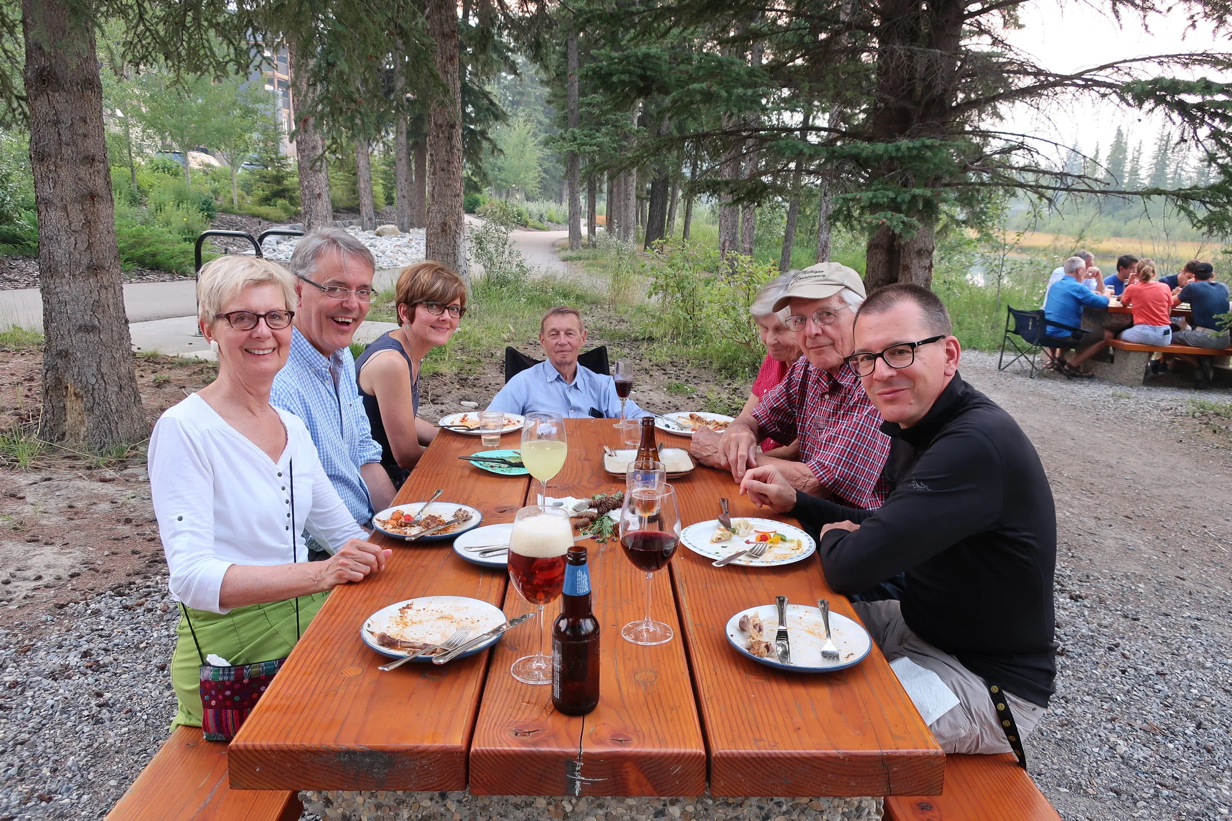  Canmore--Harald and Christin Grieser's 45th Wedding Anniversary Cocktail party-- Christin Grieser-Kindel, Brian and Marcia, Harald Grieser, Judy, Paul and Eric Kindel 