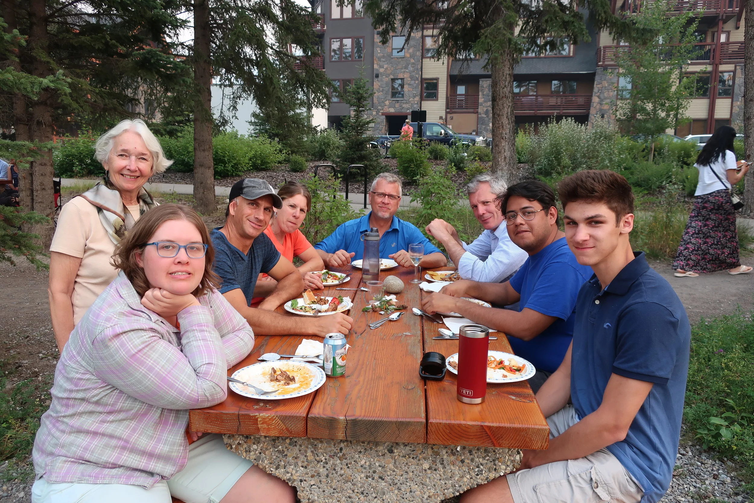  Canmore--Harald and Christin Grieser's 45th Wedding Anniversary Cocktail party-- Christiana Coakley, Carrol Benner Kindel, Toby Andropolis, Margit and Jim Coakley, Peter Kindel, Arturo Tovar, and Harrison Andropolis 