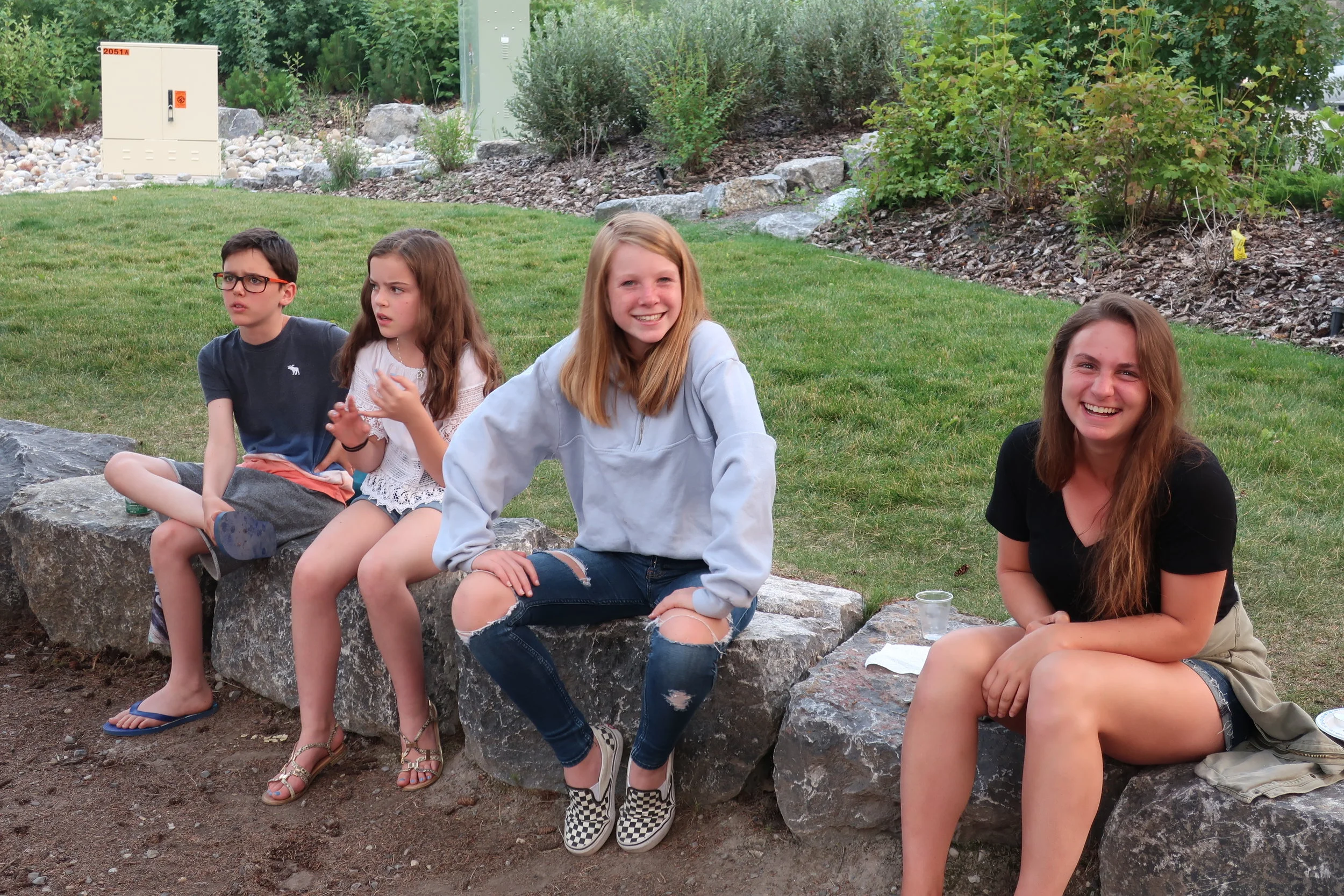  Canmore--Harald and Christin Grieser's 45th Wedding Anniversary Cocktail party--Gregory and Clara, the Engish Kids, Lindsey Brooks and Madison Andropolis 