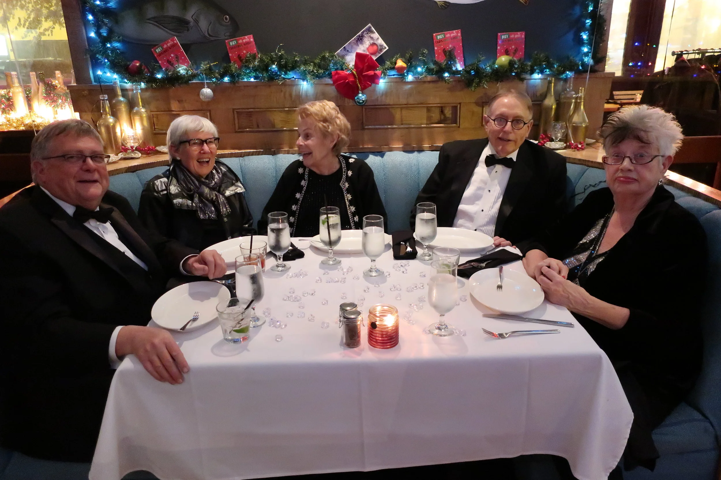  New Year's Eve 2018 at Ophelia's--Karl Holmes, Cathy Pettinari, Murial Wein, Jim Wein and Maggie Hall 