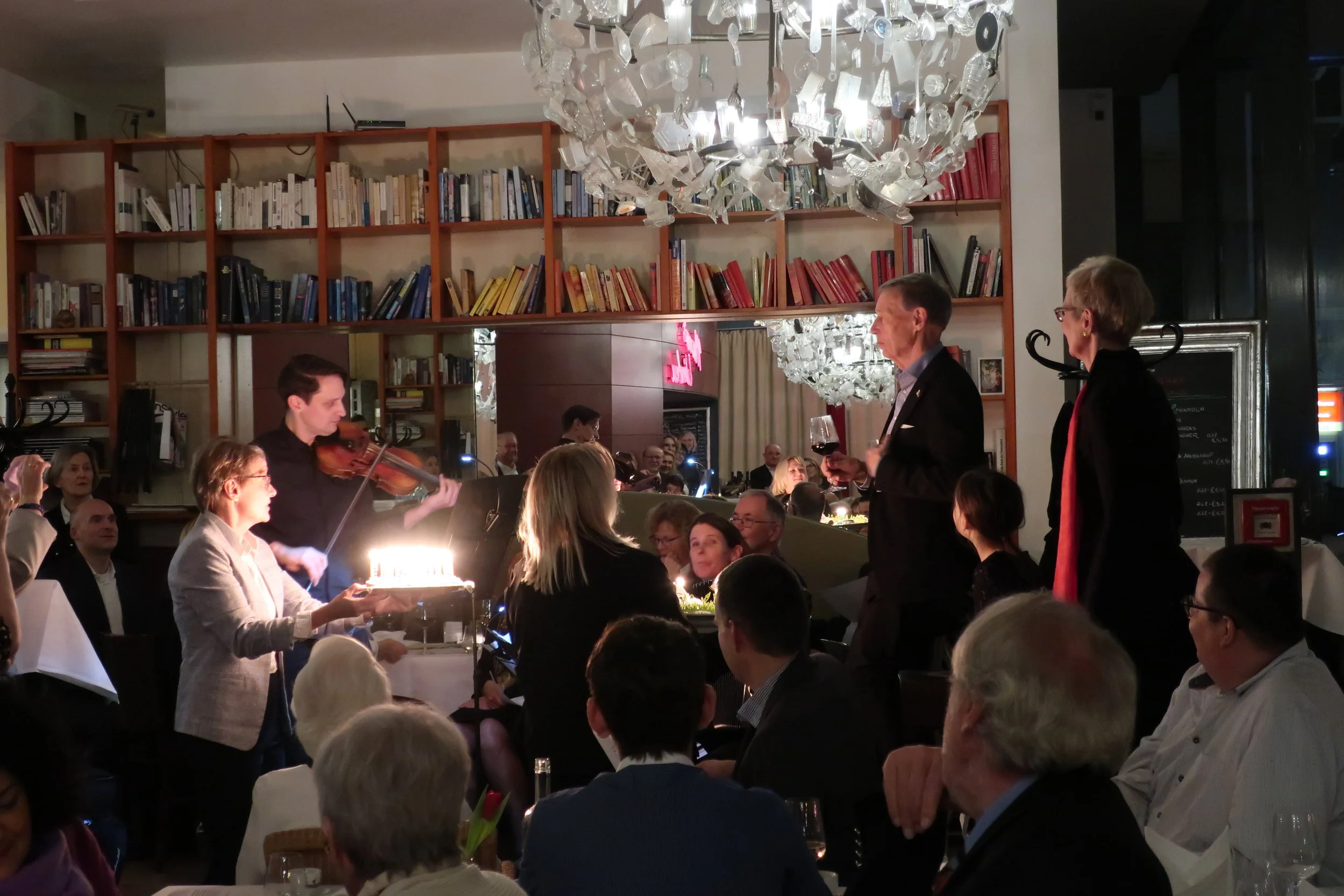  Cologne--Winter 2019--Harald Grieser's 80th birthday at Lithtenberg Cafe. Serenading Harald Grieser 