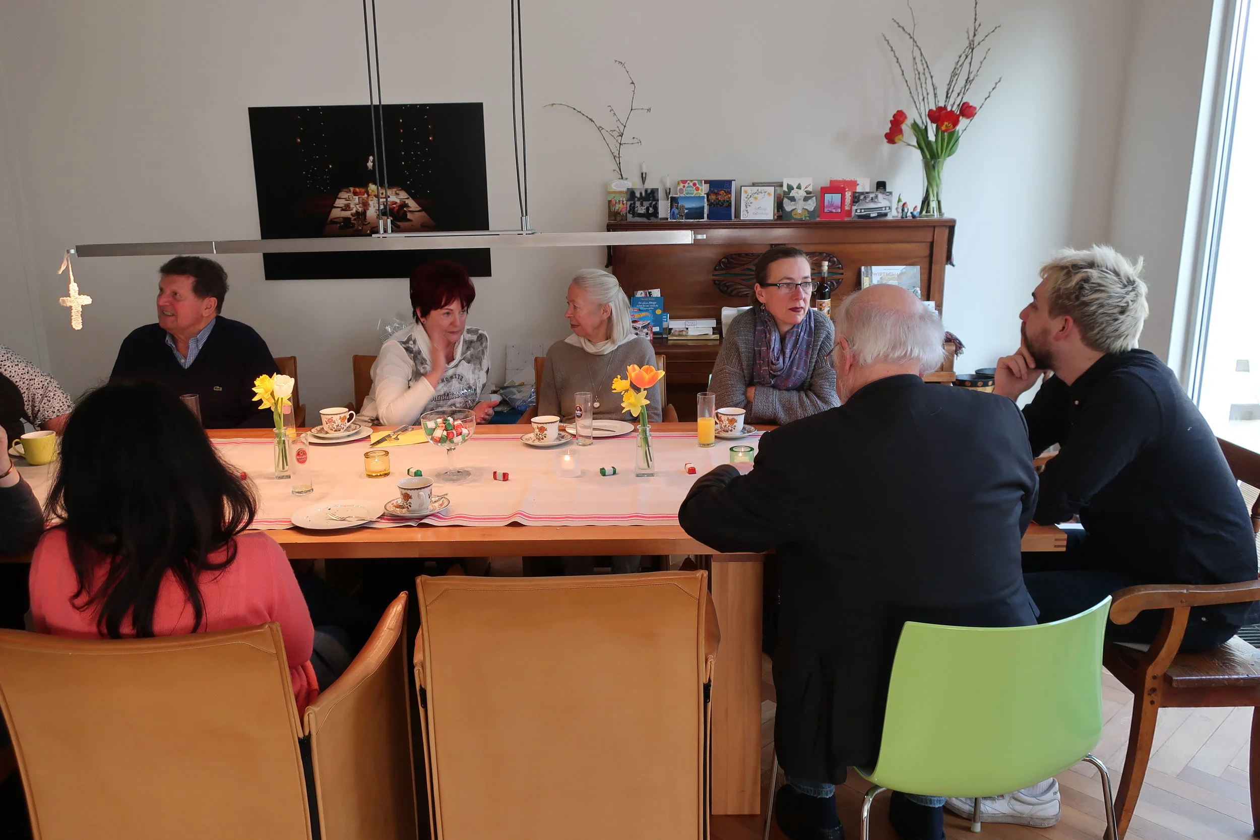  Cologne--Winter 2019--Harald Grieser's 80th birthday--Brunch at Harald and Christin Grieser's--Gottbried and Birgit Gruenert, Lis Loesche, Johanna, and Ludwig Henze,, Hannes Loesche and Barbara Kindel 