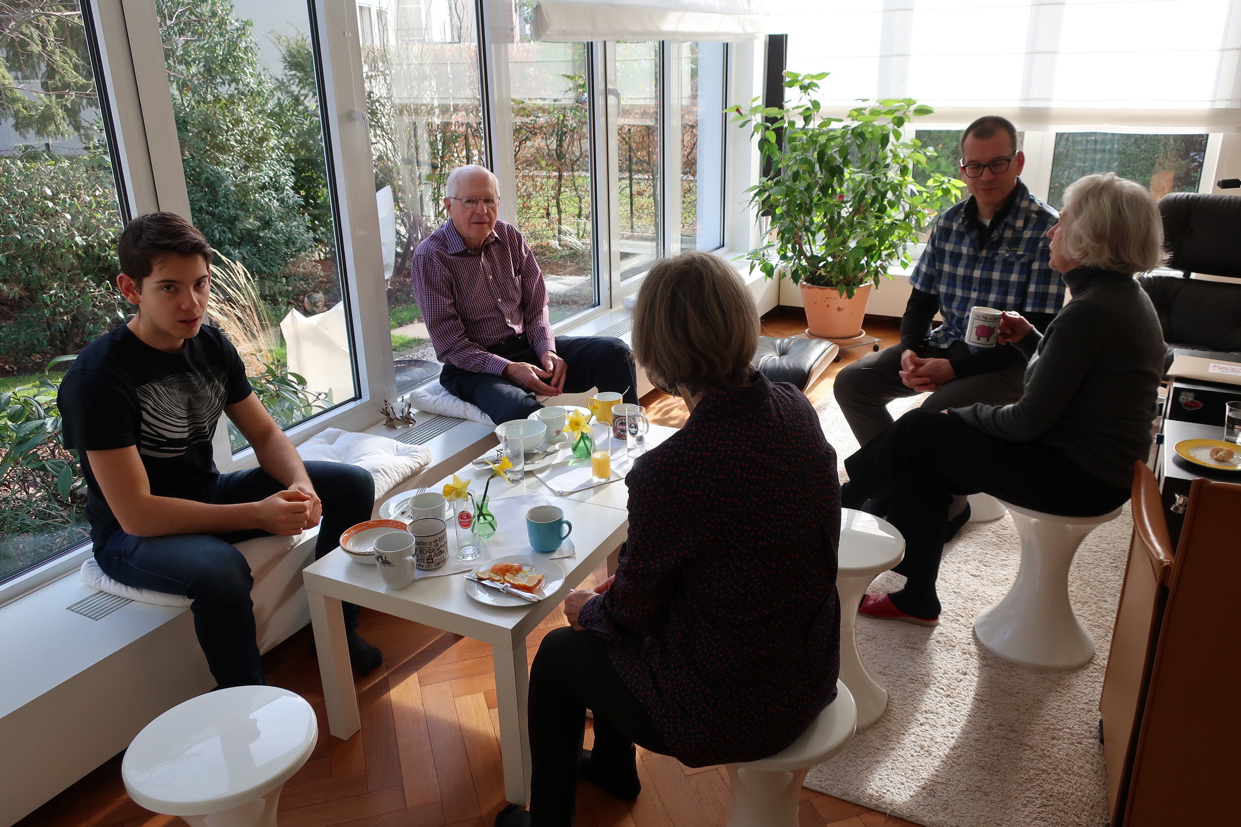  Cologne--Winter 2019--Harald Grieser's 80th birthday--Brunch at Harald and Christin Grieser's--Julian Kindel, Paul Kindel, Eric Kindel, Carrol Benner Kindel and Judy Kindel 