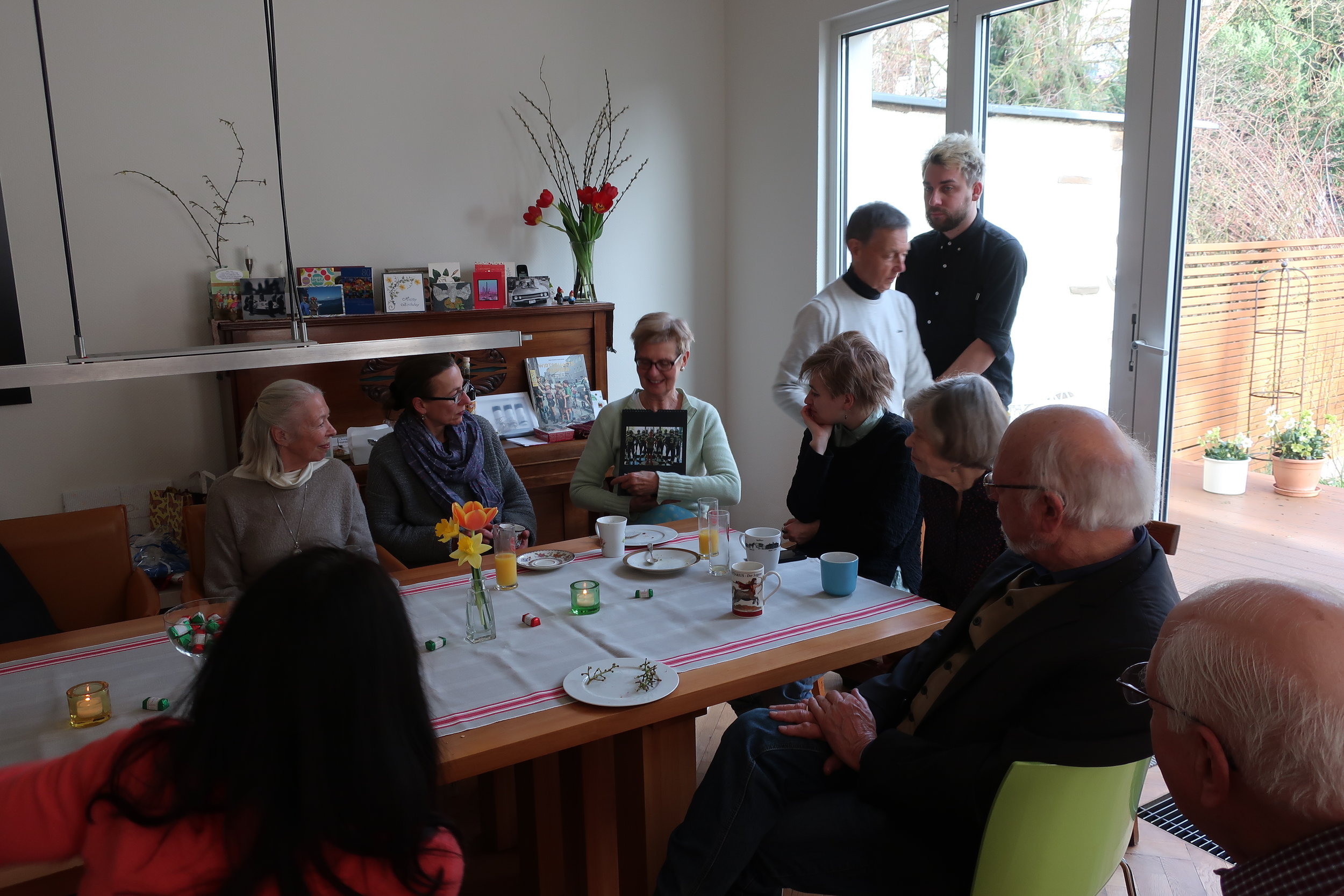  Cologne--Winter 2019--Harald Grieser's 80th birthday--Brunch at Grieser's--Lis Loesche, Johanna Loesche, Christin Grieser-Kindel, Harald Grieser, Ludwig and Paulina Henze, Hannes Loesche, Paul Kindel and Barbara Kindel 