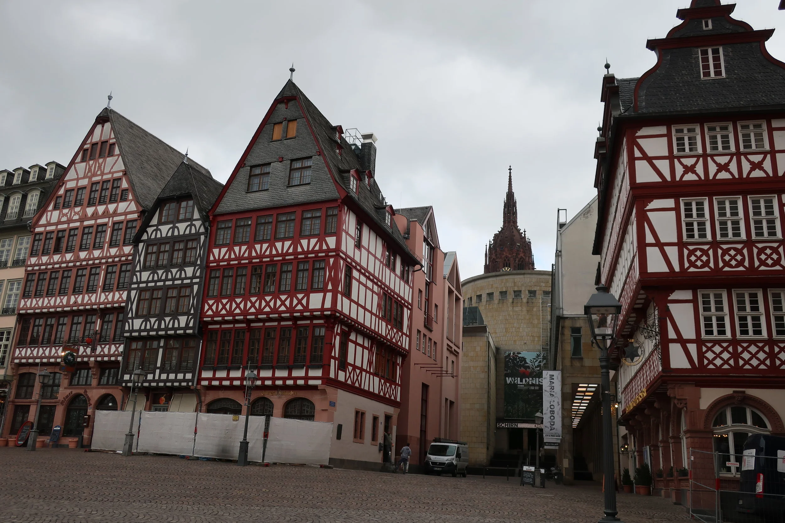  Frankfurt--Winter 2019--Innen Stadt, main plaza, Coronation Walk, where newly elected Holy Roman Emperors walked from the Romerberg to the Kaiser Kirche to be ordained. 