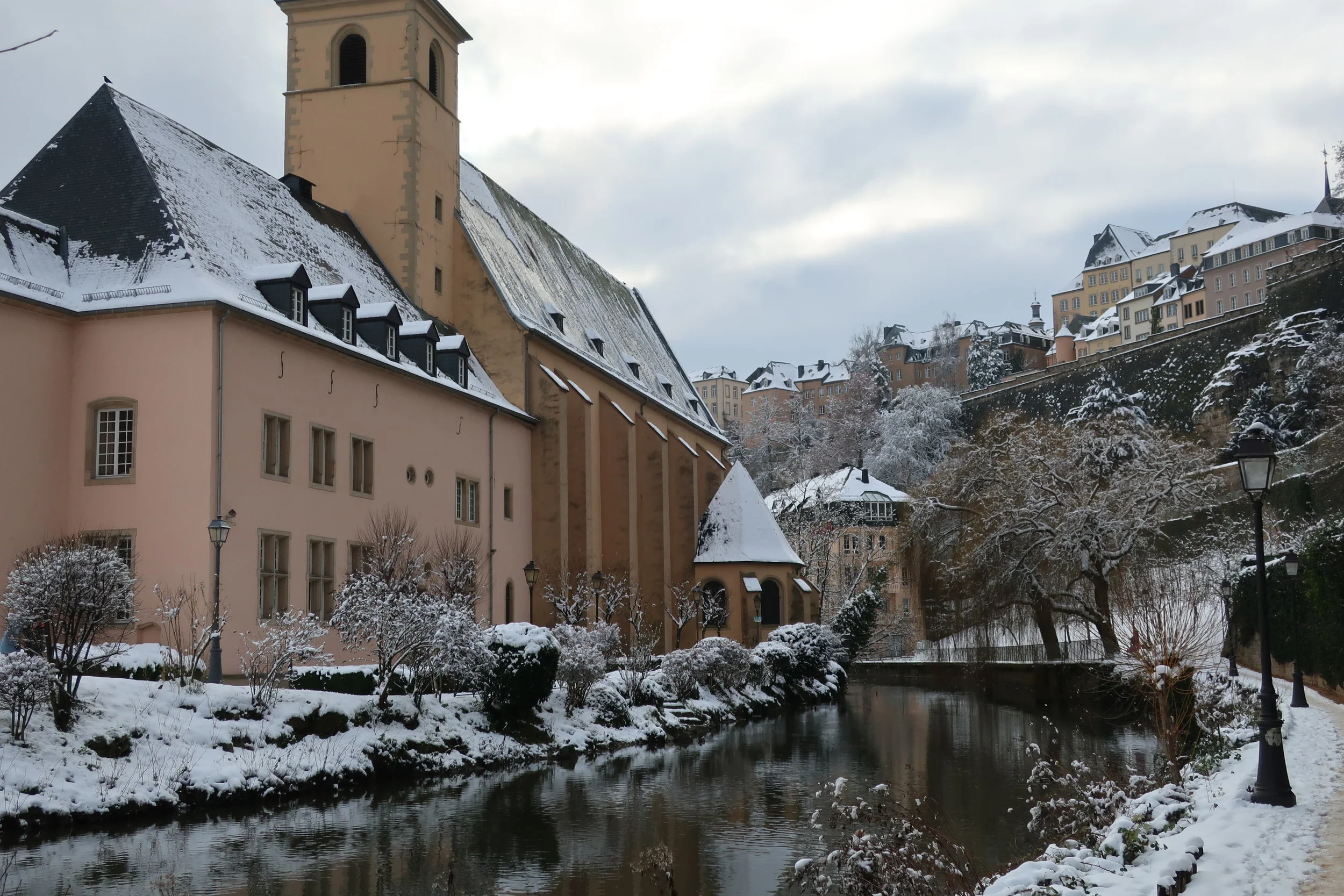  Luxembourg--Winter 2019--St. Jean-Paul Church on the Petrusse River in the Grund 