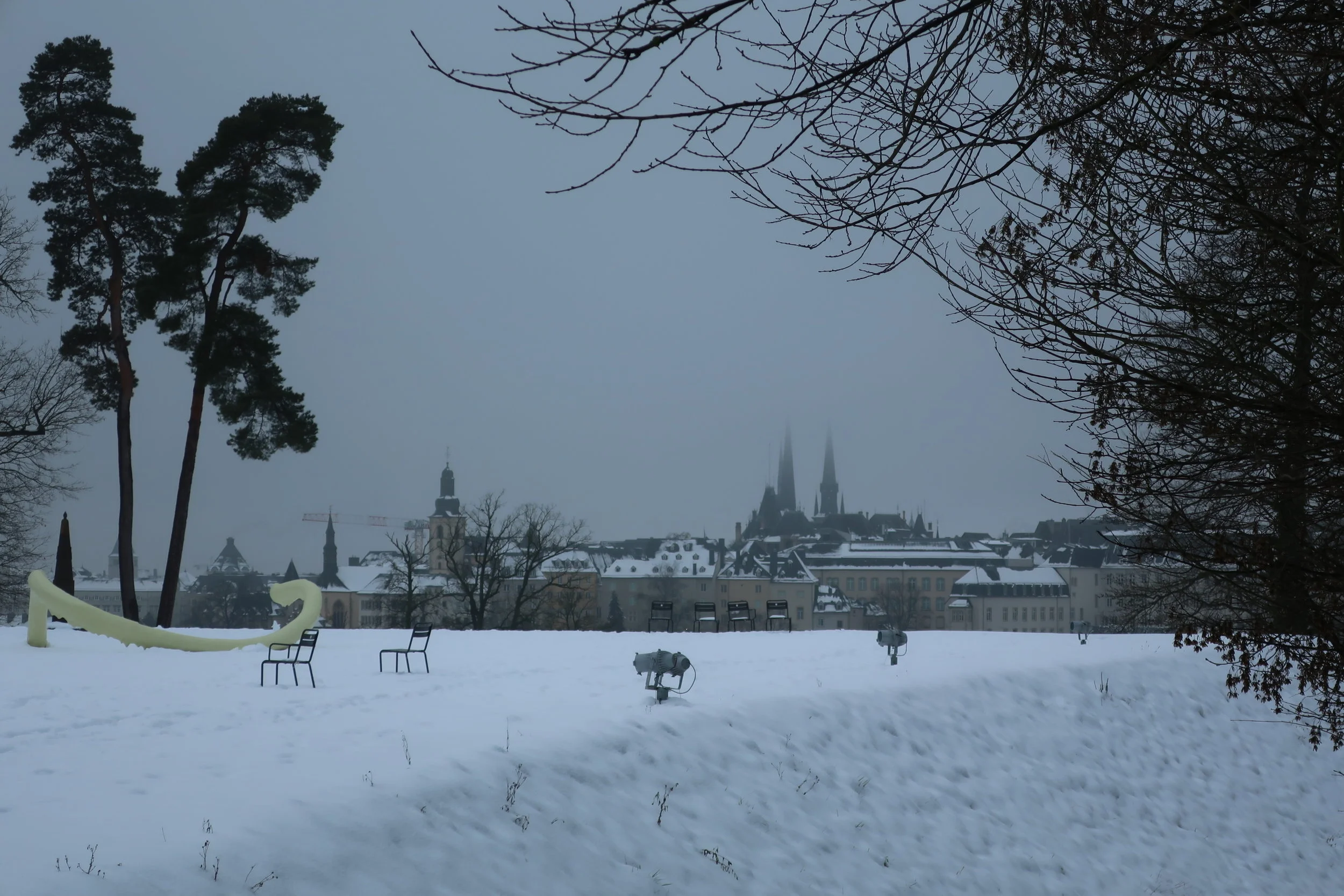  Luxembourg--Winter 2019--View of the City from Fort Thungen (the Museum Drai Eechln) in Kirchberg 