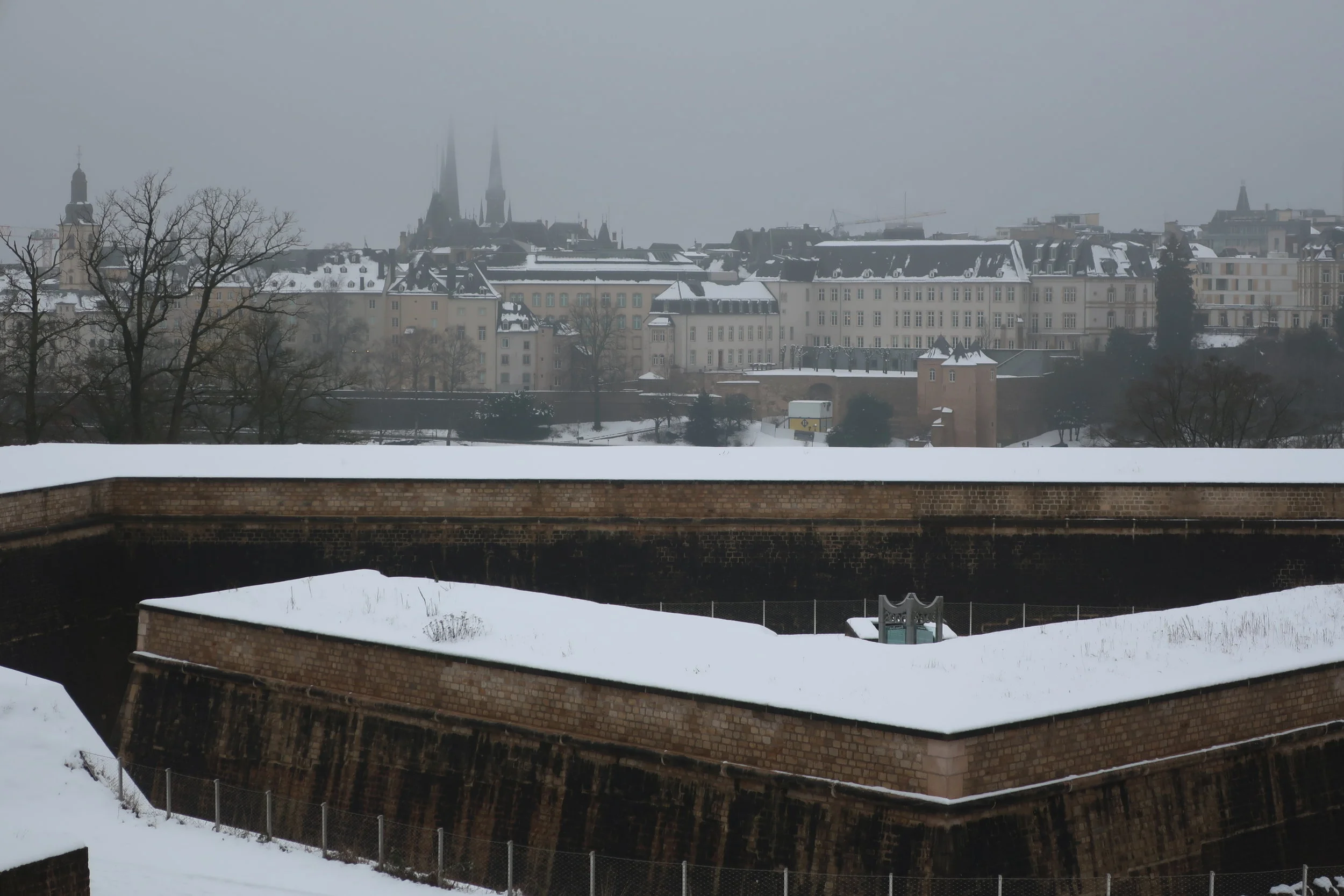  Luxembourg--Winter 2019--View of the City from Fort Thungen (the Museum Drai Eechln) in Kirchberg 