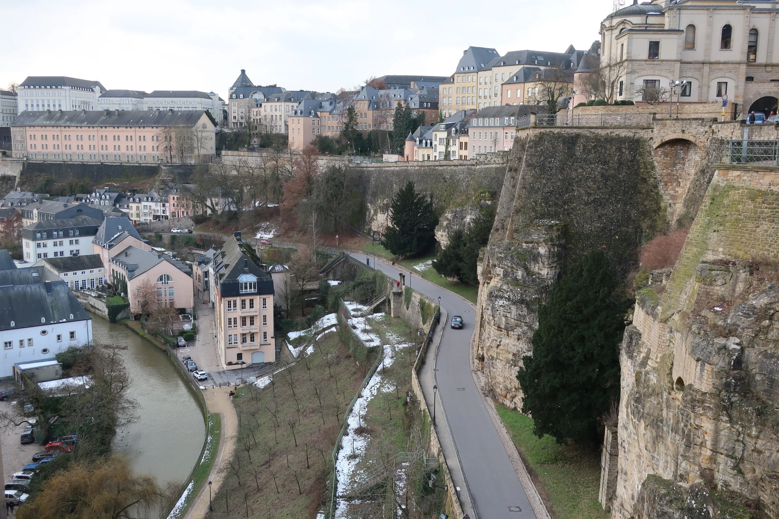  Luxembourg--Winter 2019--The Corniche and Grund with the Alzette River 