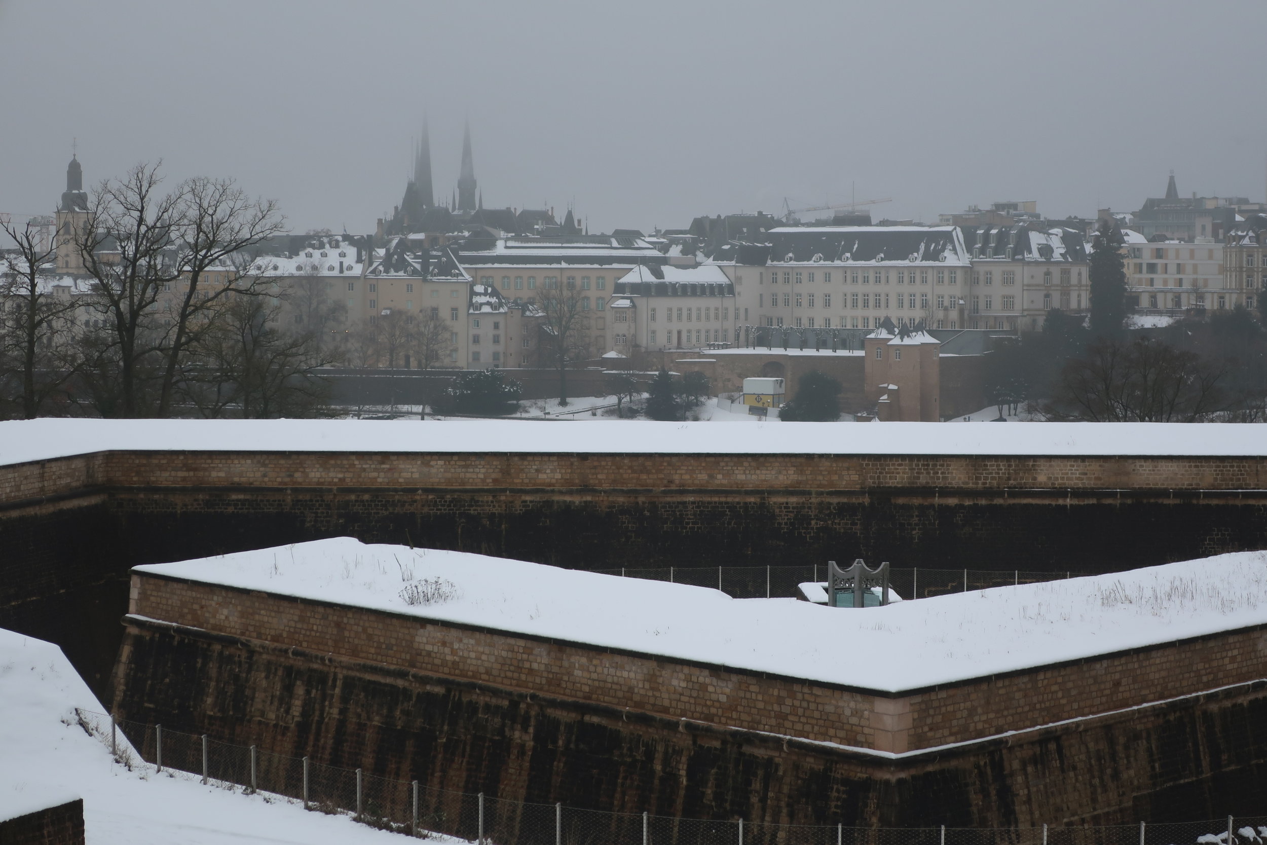  Luxembourg--Winter 2019--View of the City from Fort Thungen (the Museum Drai Eechln) in Kirchberg 