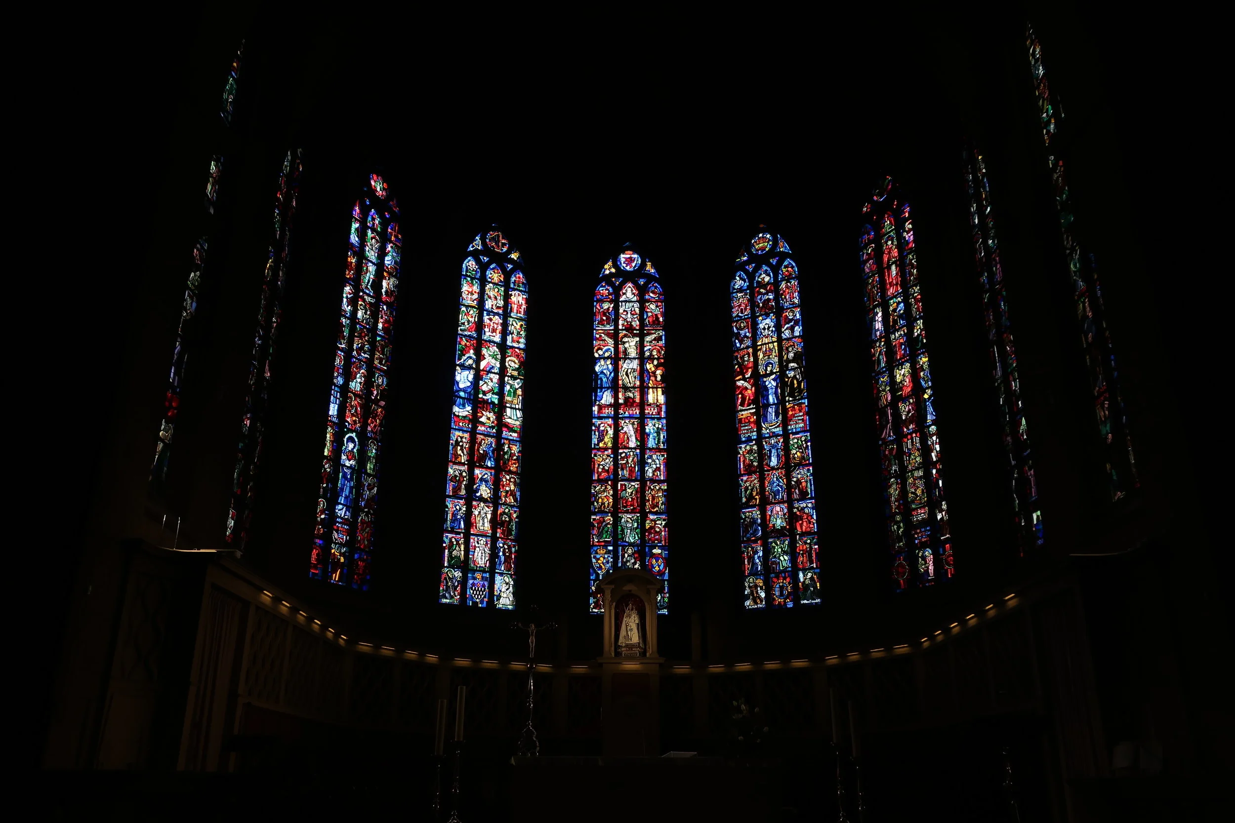  Luxembourg--Winter 2019--Notre Dame Cathedral—Altar stained glass 