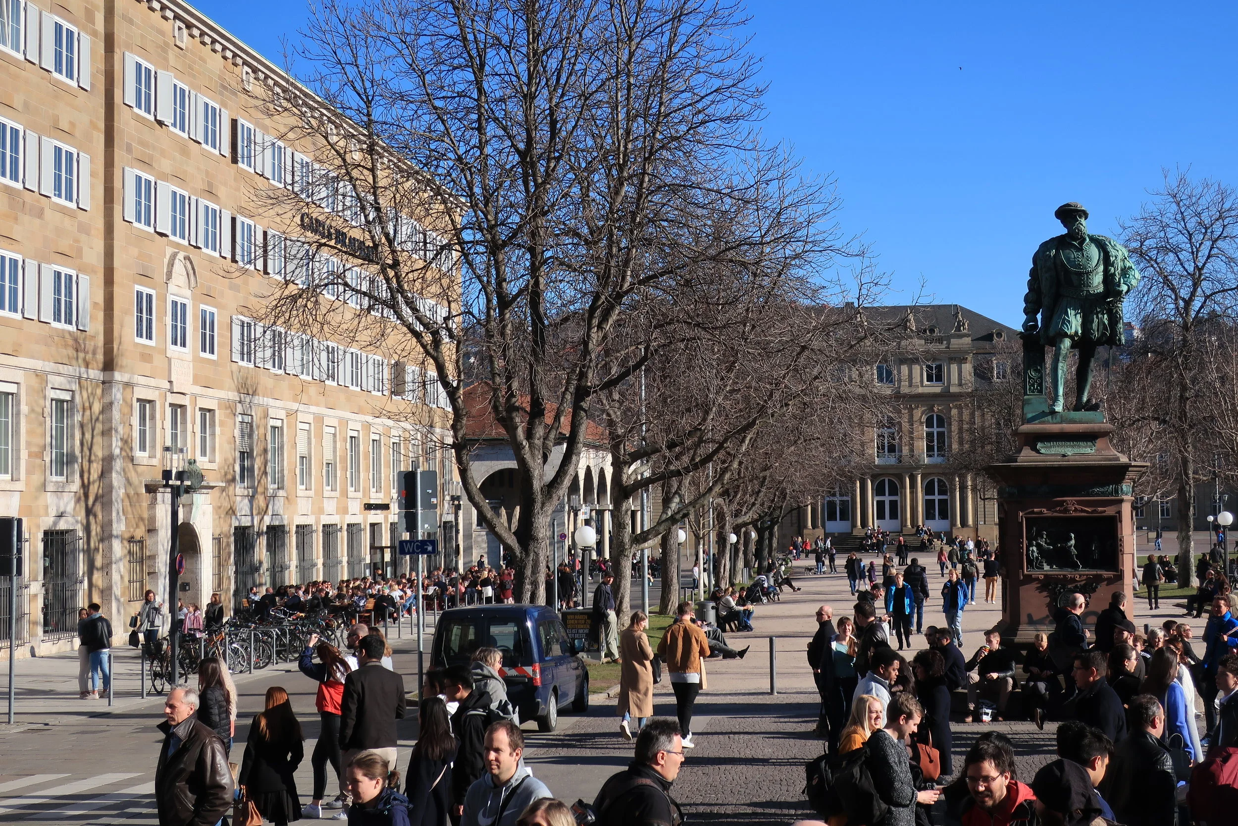  Stuttgart--Winter 2019--Looking towards Carl Brauerai on a nice day in February on the Schlossplatz 
