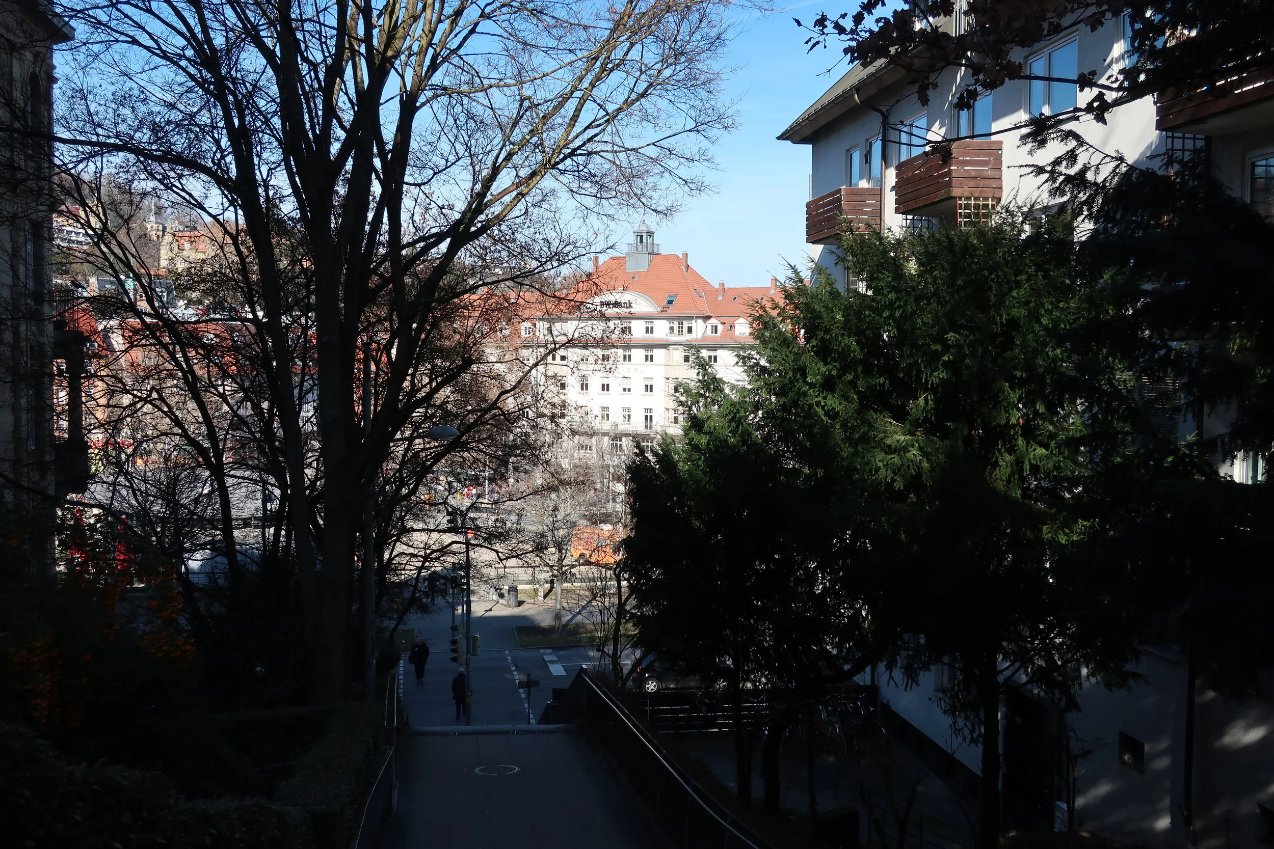  Stuttgart--Winter 2019--In the Sud-Stadt, Typical buildings and one of the many stairs up from the town, near Marianplatz 