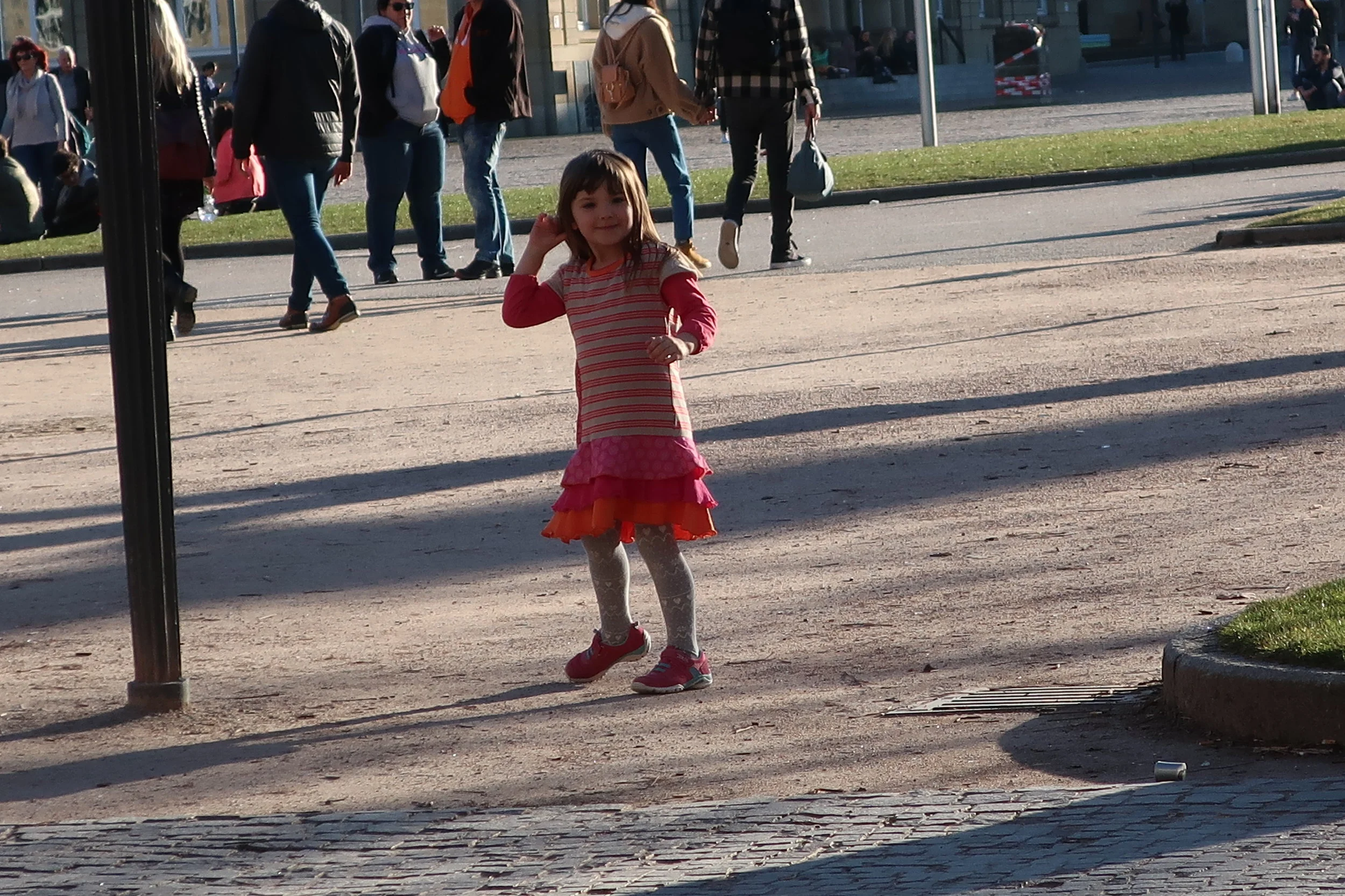  Stuttgart--Winter 2019--Lana Stengele, age 5, twirling on the Schlossplatz 