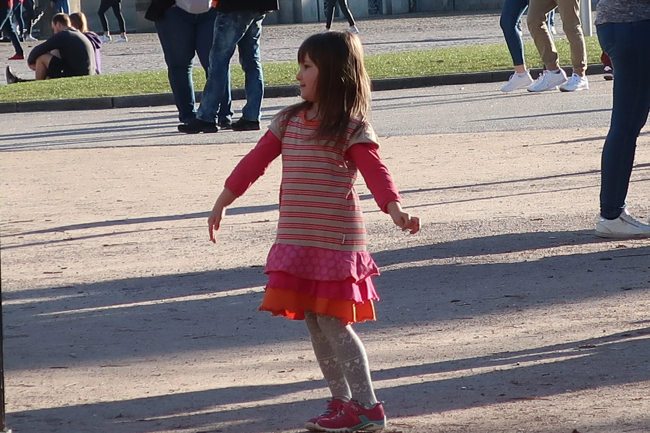  Stuttgart--Winter 2019--Lana Stengele, age 5, twirling on the Schlossplatz 