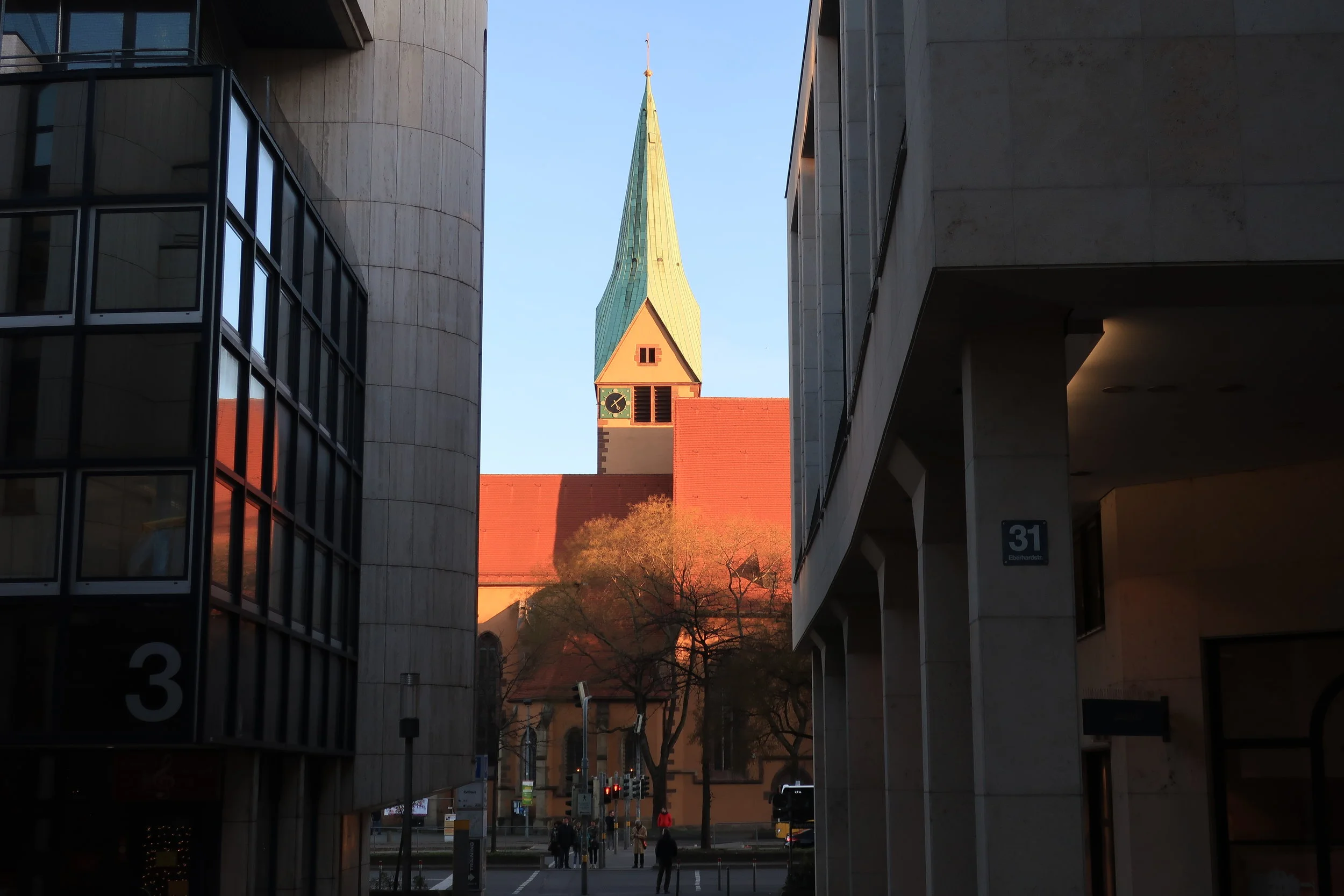 Stuttgart--Winter 2019--Leonhardskirche from the Marktplatz 