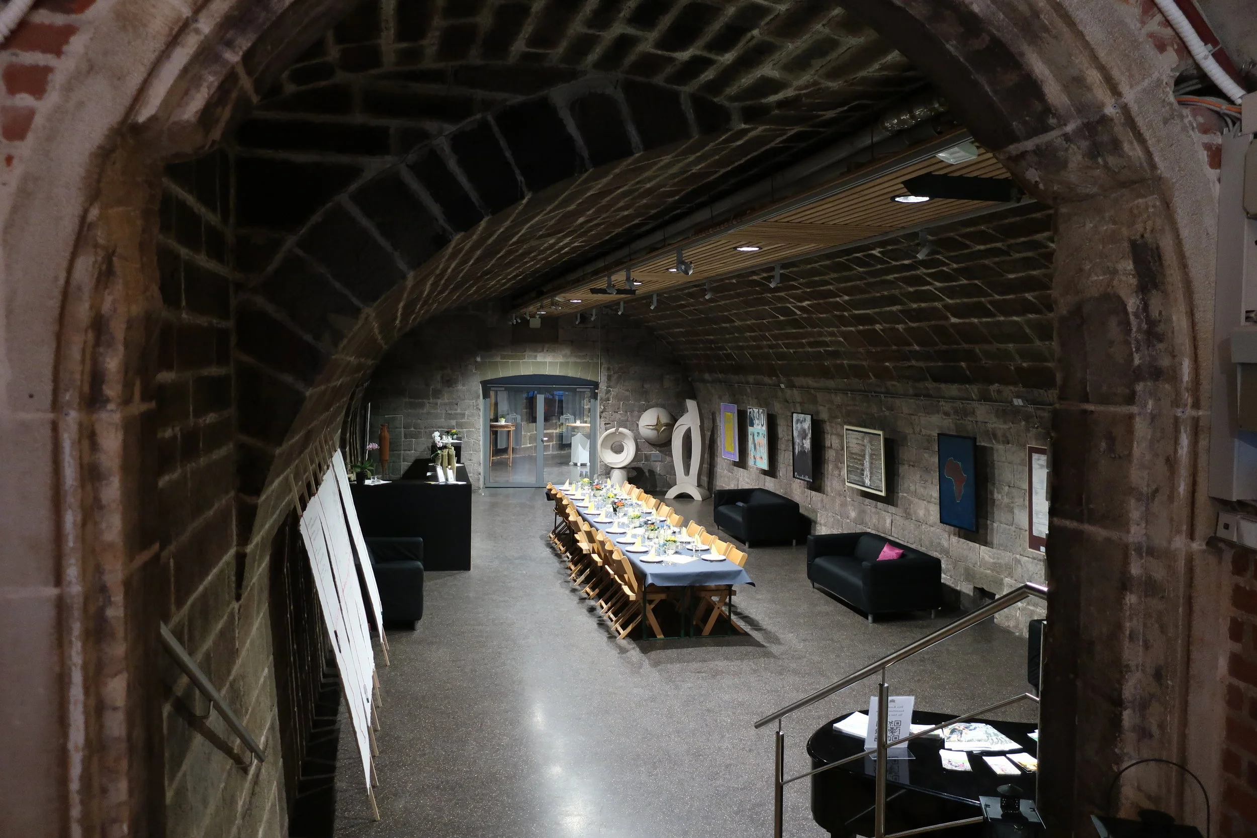  Stuttgart--Winter 2019--Obertuerkheim wine country, 10 minutes from downtown Stuttgart--Collegium Wirttenberg tasting room set up for a large tasting 