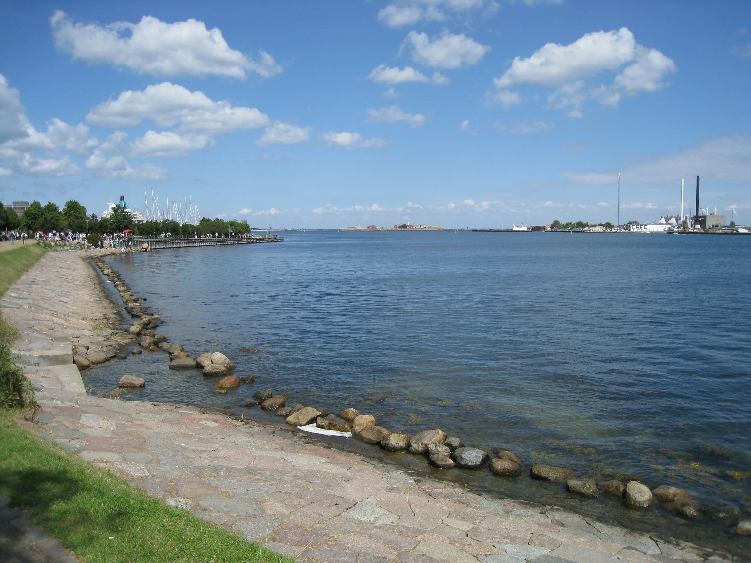 Copenhagen harbor with the Mermaid on the distant left 