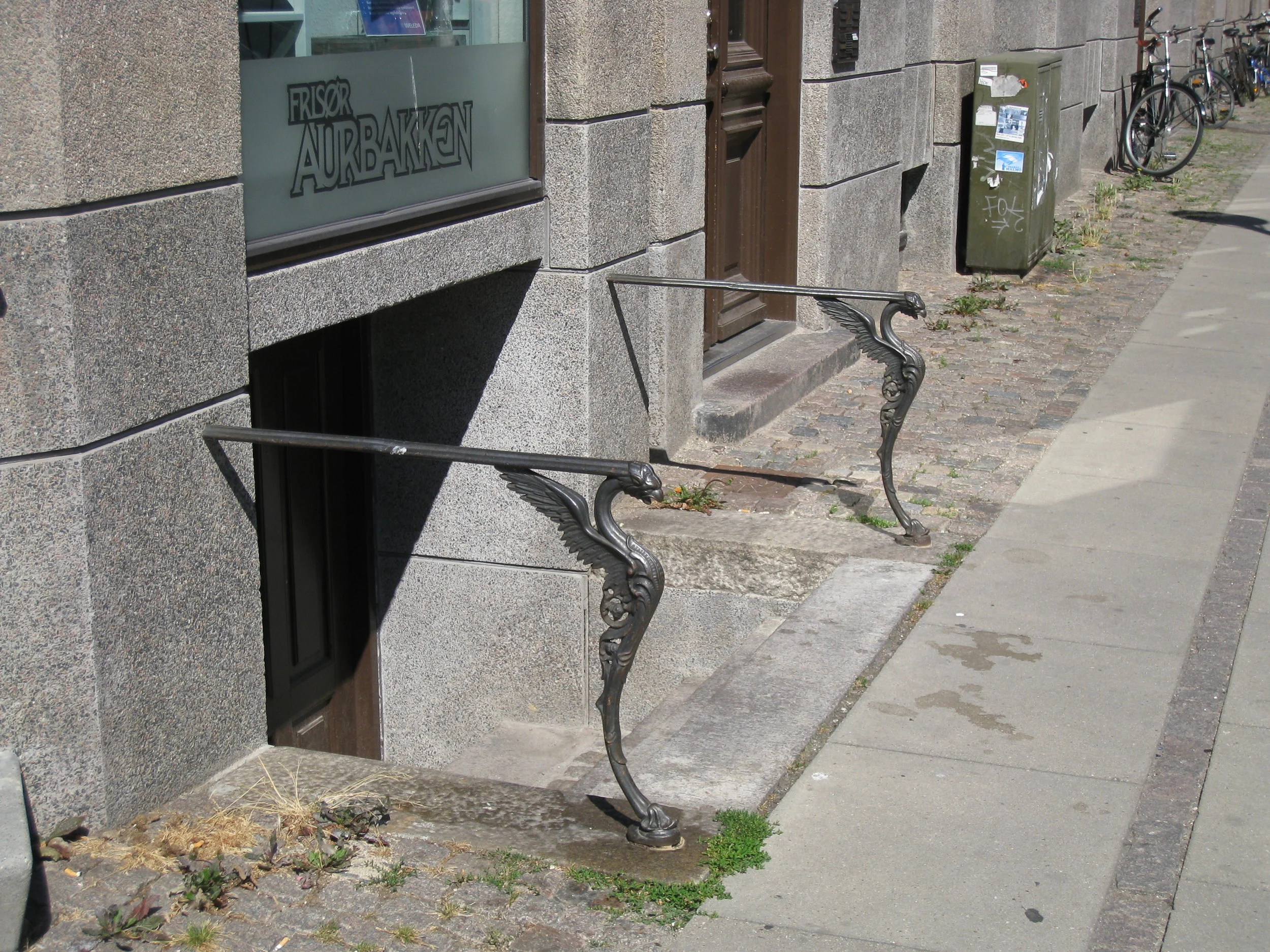  Copenhagen, Griffen Ironwork guarding English Basement Entrance 