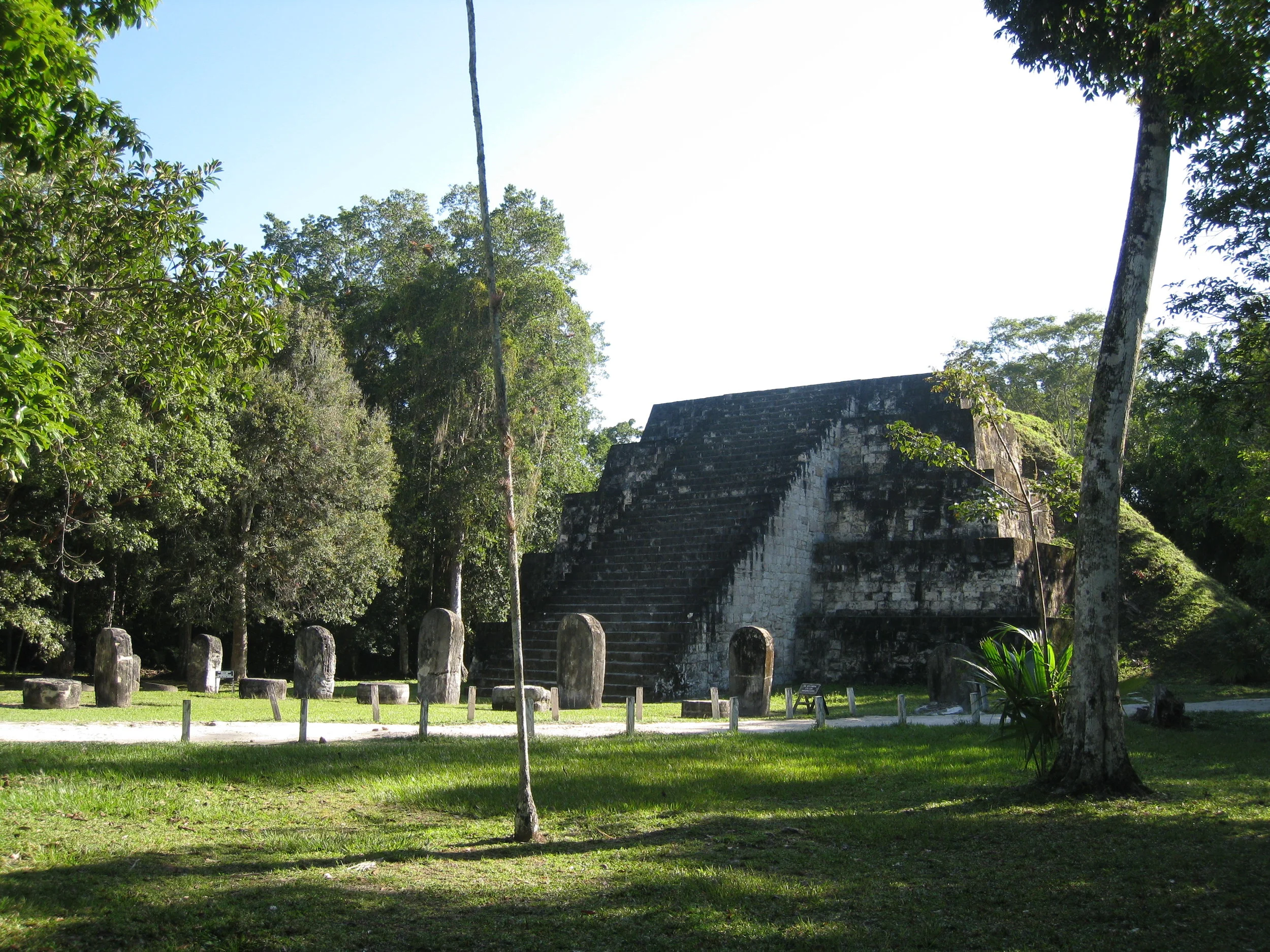  Tikal 2012--Group Q temple, Stele and sacrificial stones 