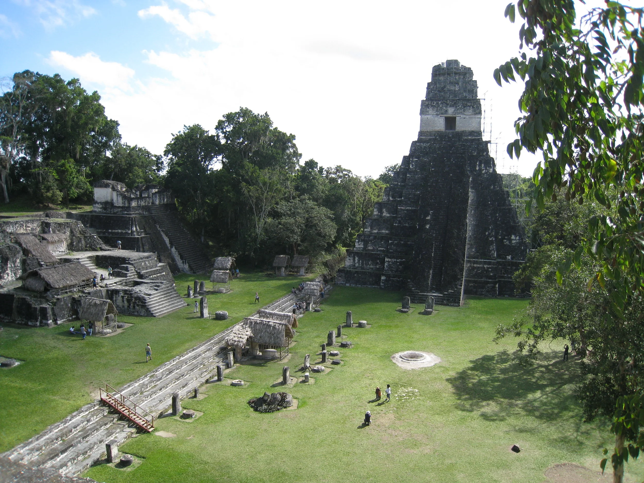  Tikal--North Acropolis, principle plaza and Temple 1 from Temple 2 
