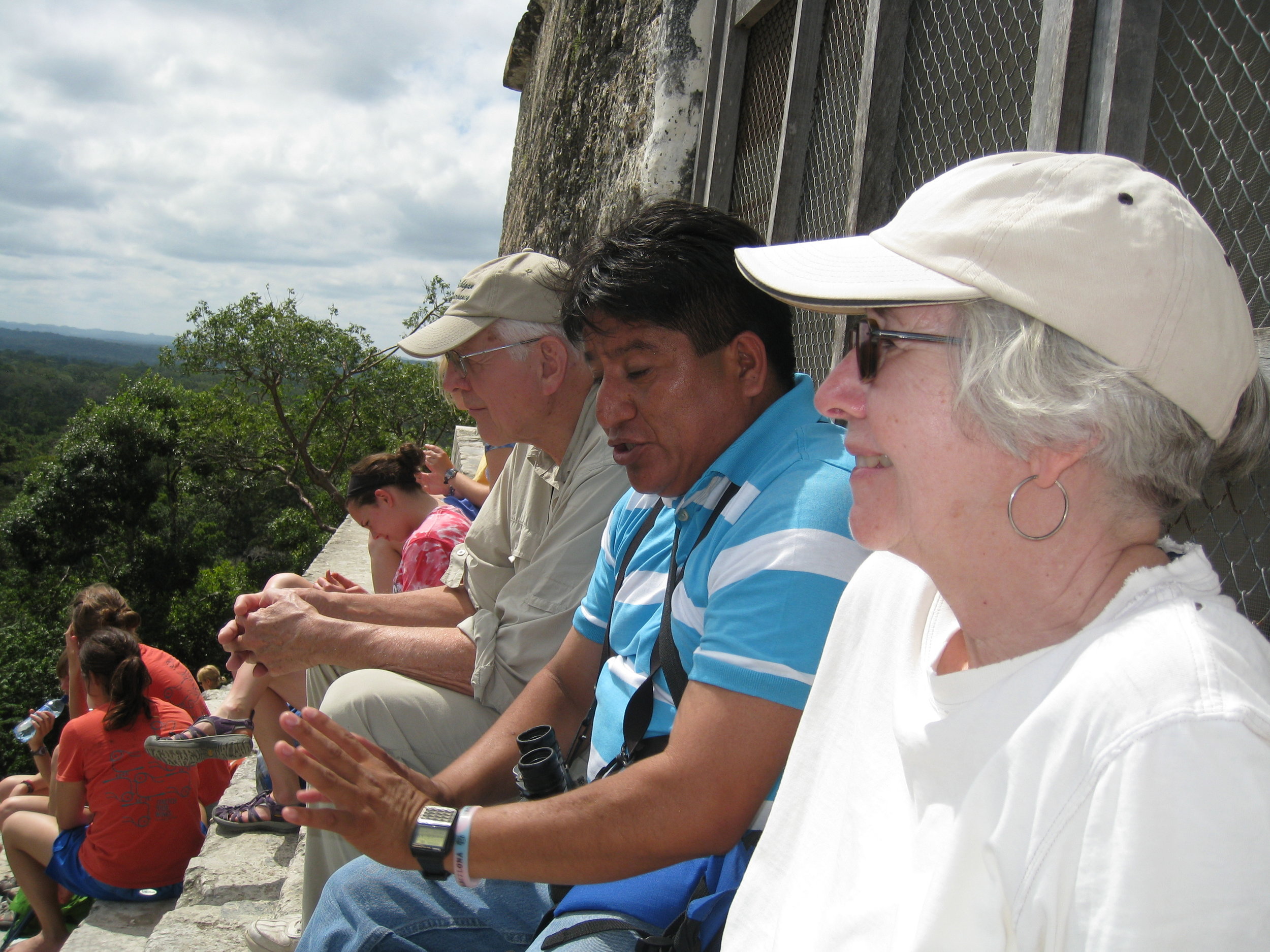  Tikal--Paul Kindel, Oliverio and Carrol Kindel on the top of Temple 4 