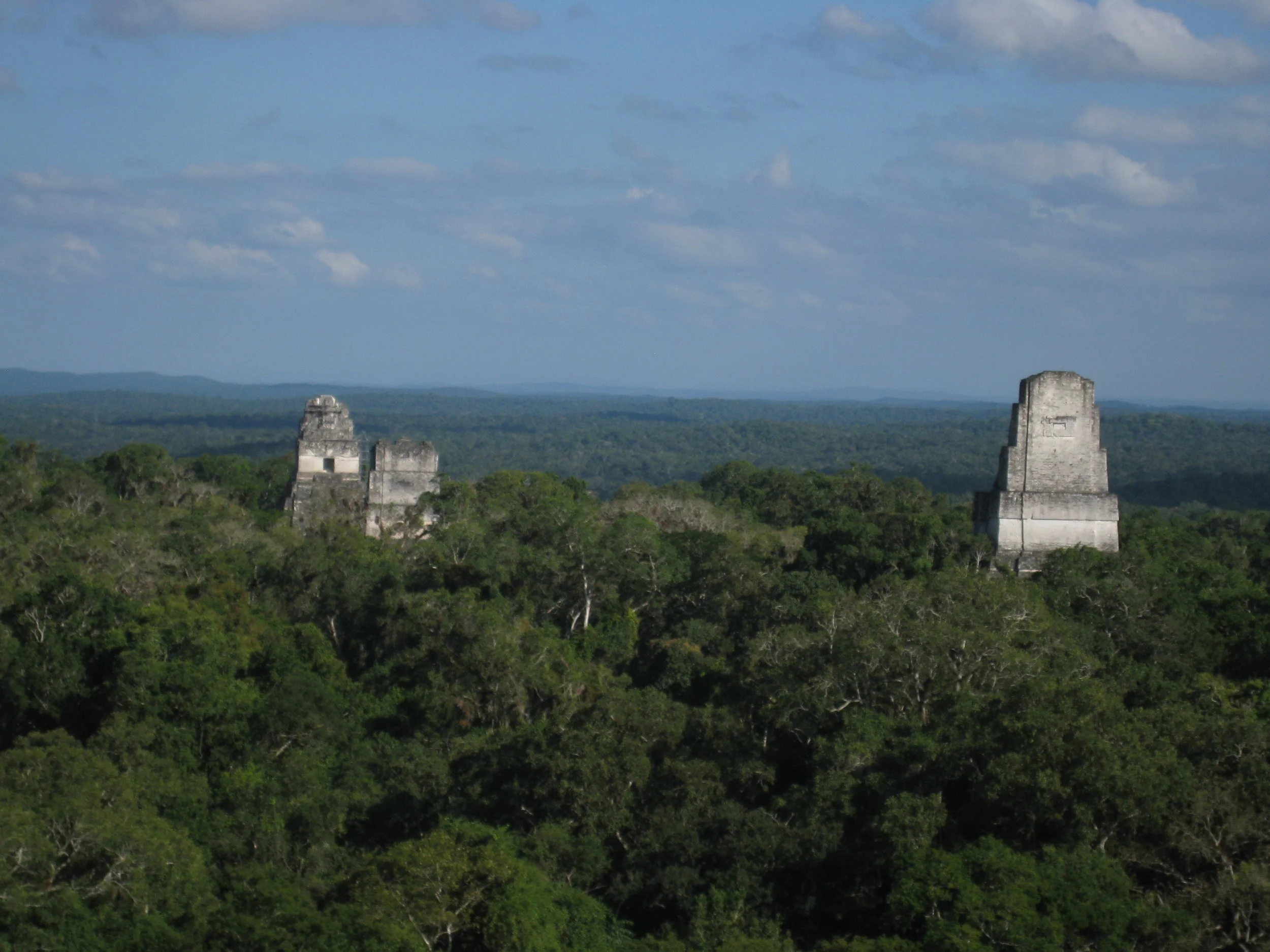  Tikal--North Acropolis, Temples 1, 2 and 3 from Temple 4 