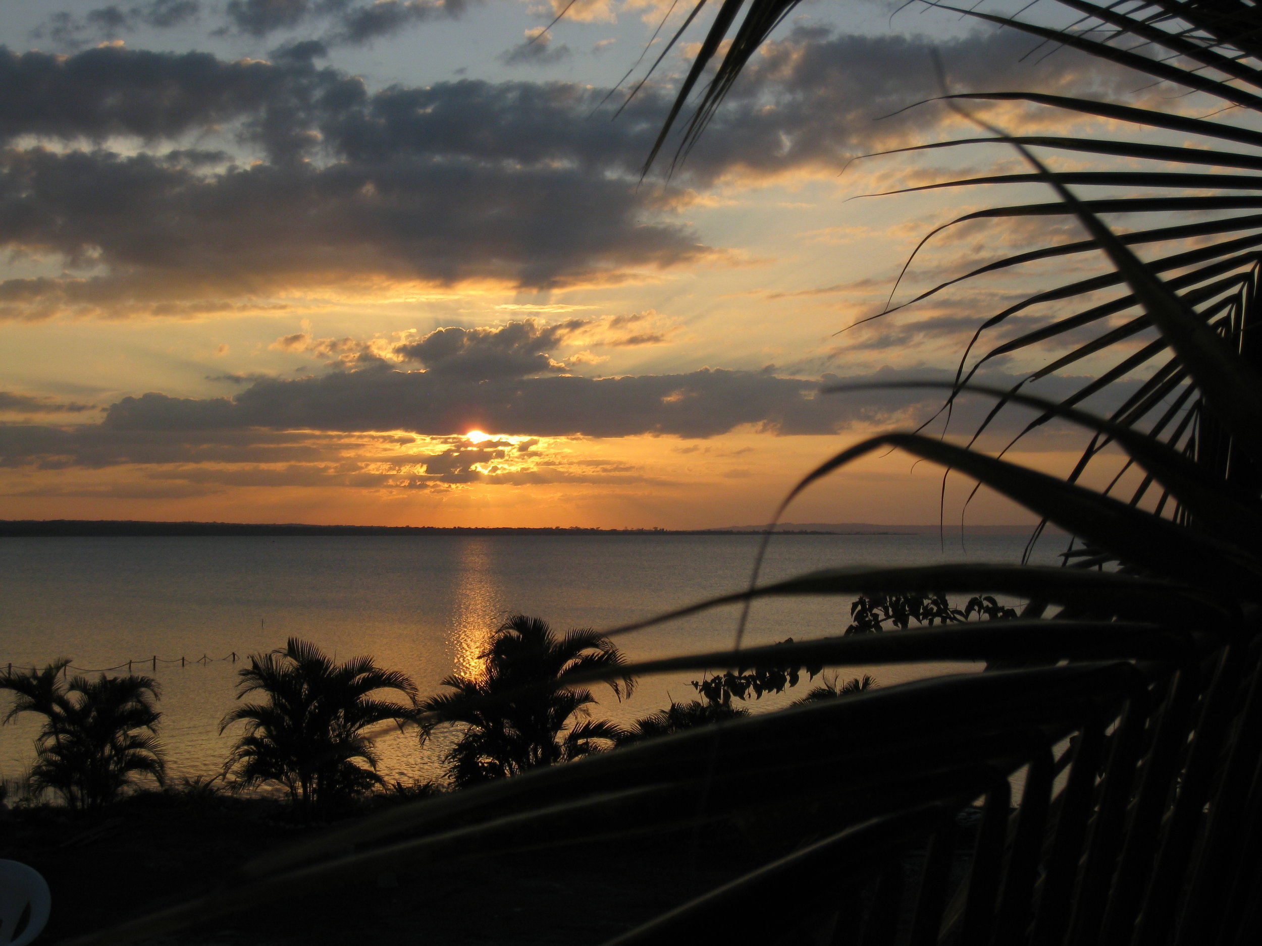  El Remate--Town on lake Peten-Itza, sunset 