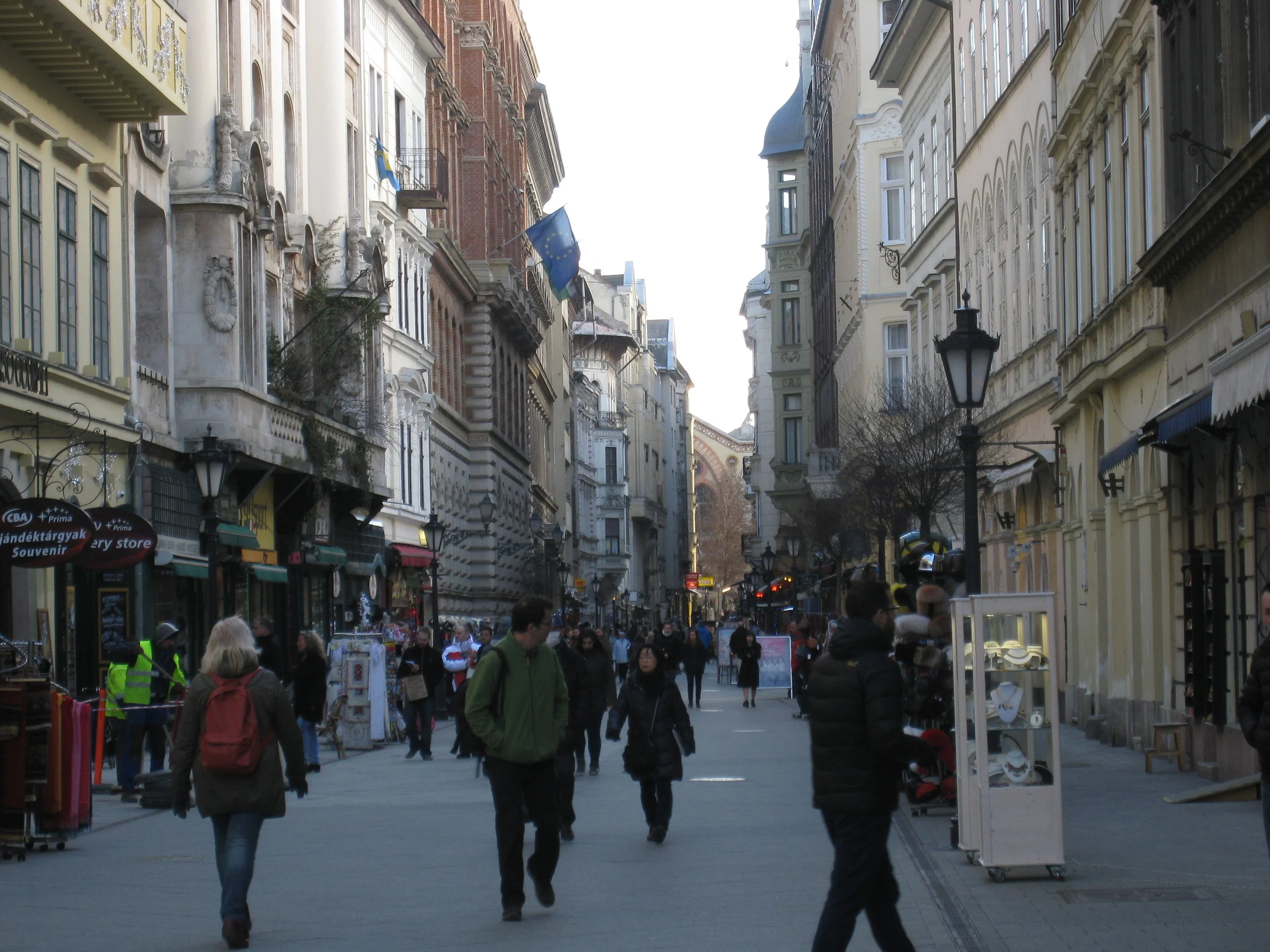  Budapest--On Vaci Street, with Market in back 