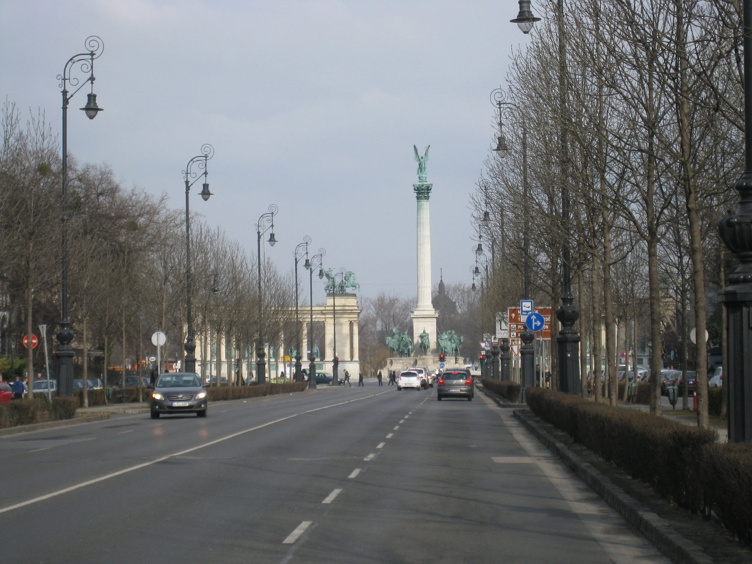 Budapest--Street Scene--Andrassy Ave. towards Plaza of the Heroes 