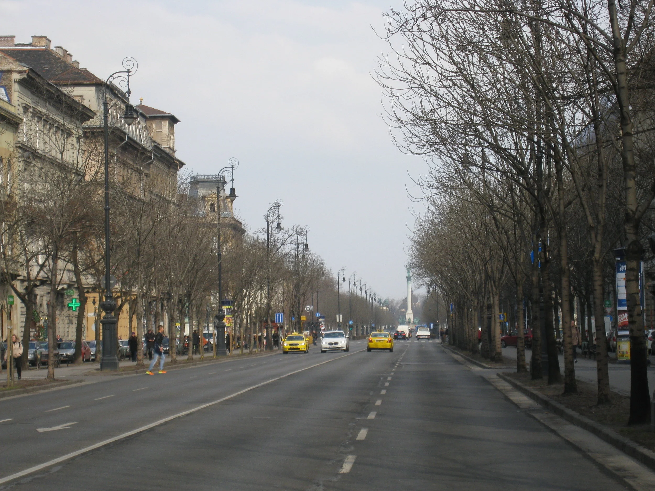  Budapest--Street Scene--Andrassy Ave. towards Plaza of the Heroes 