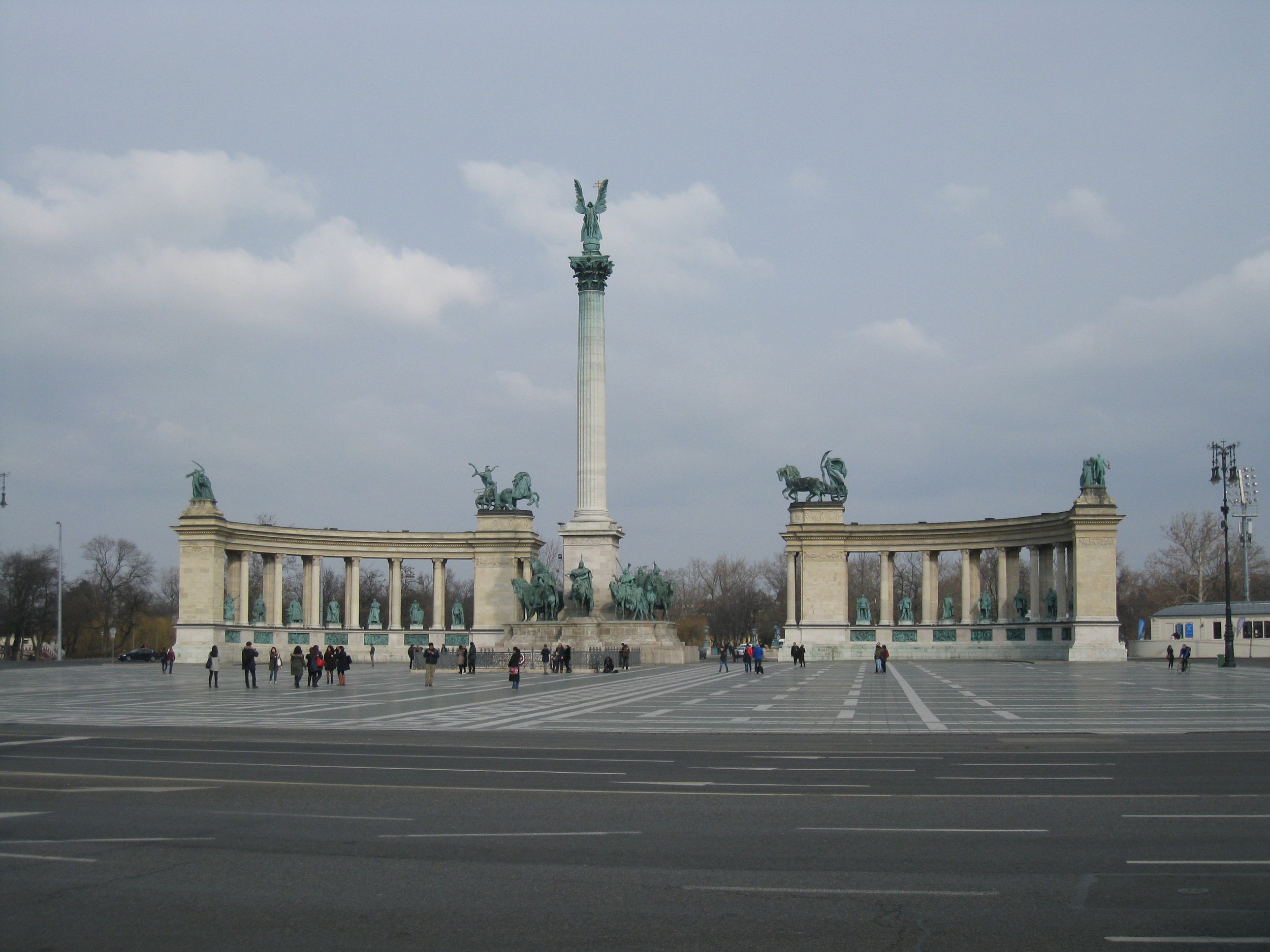  Budapest--Street Scene--Andrassy Ave.Plaza of the Heros 