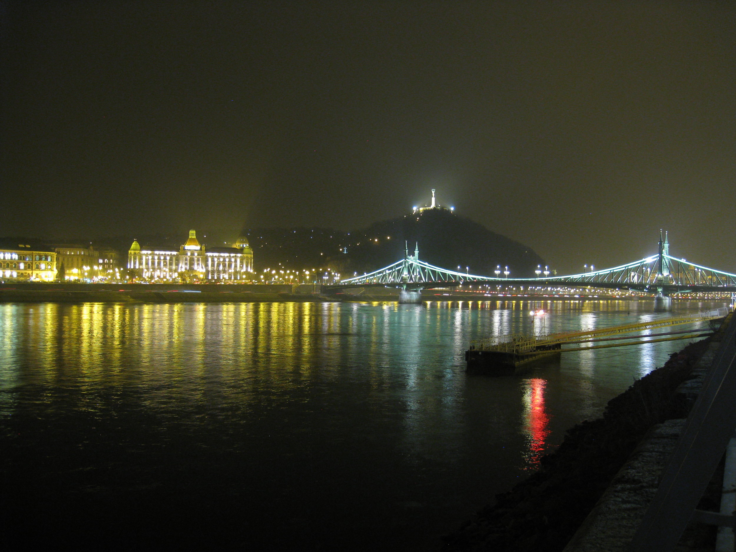  Budapest--Liberty Bridge, with Hotel Gellart and Liberty Statue 