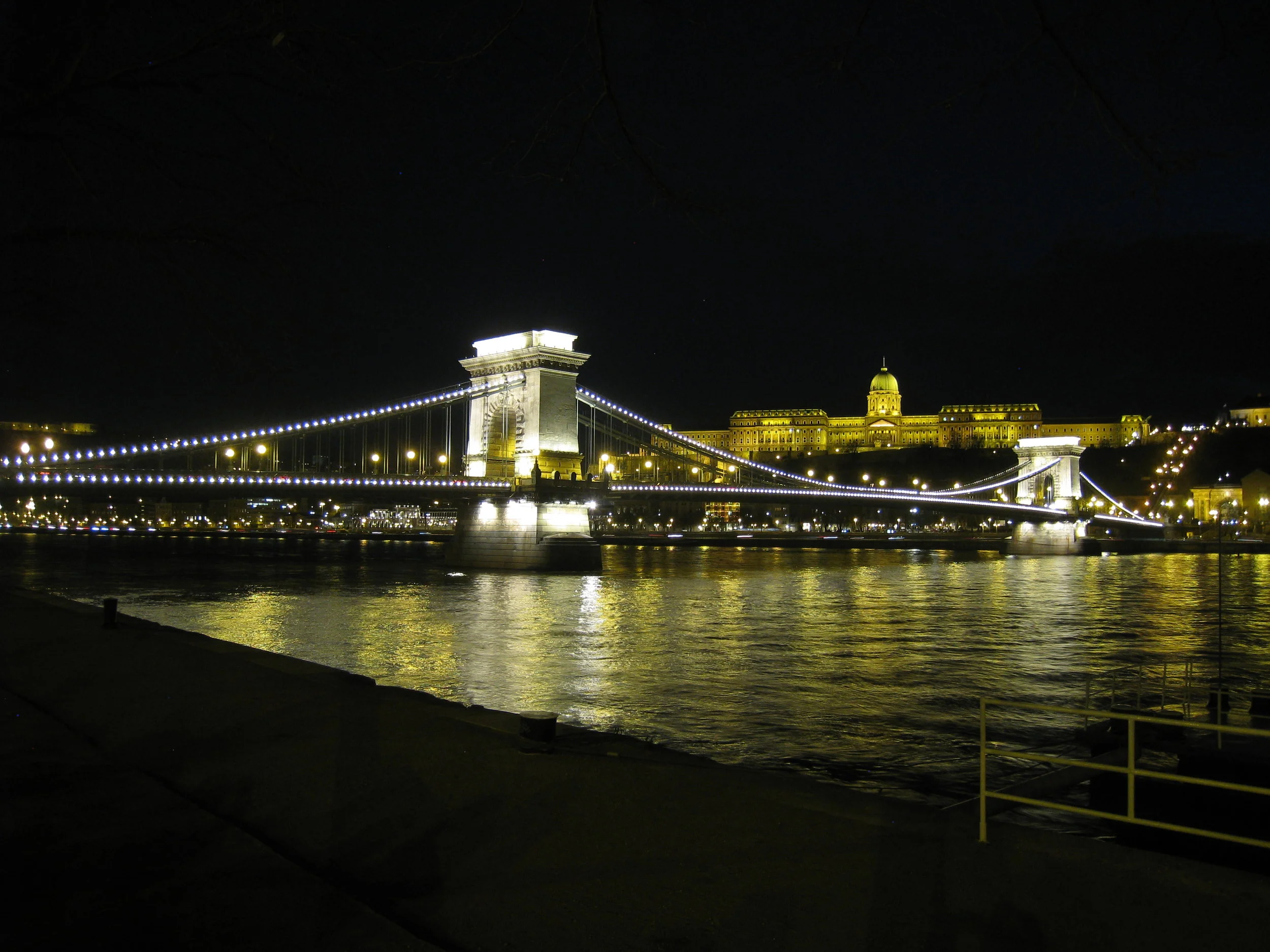  Budapest--The National Art Museum on Castle Hill with the Chain Bridge in front 