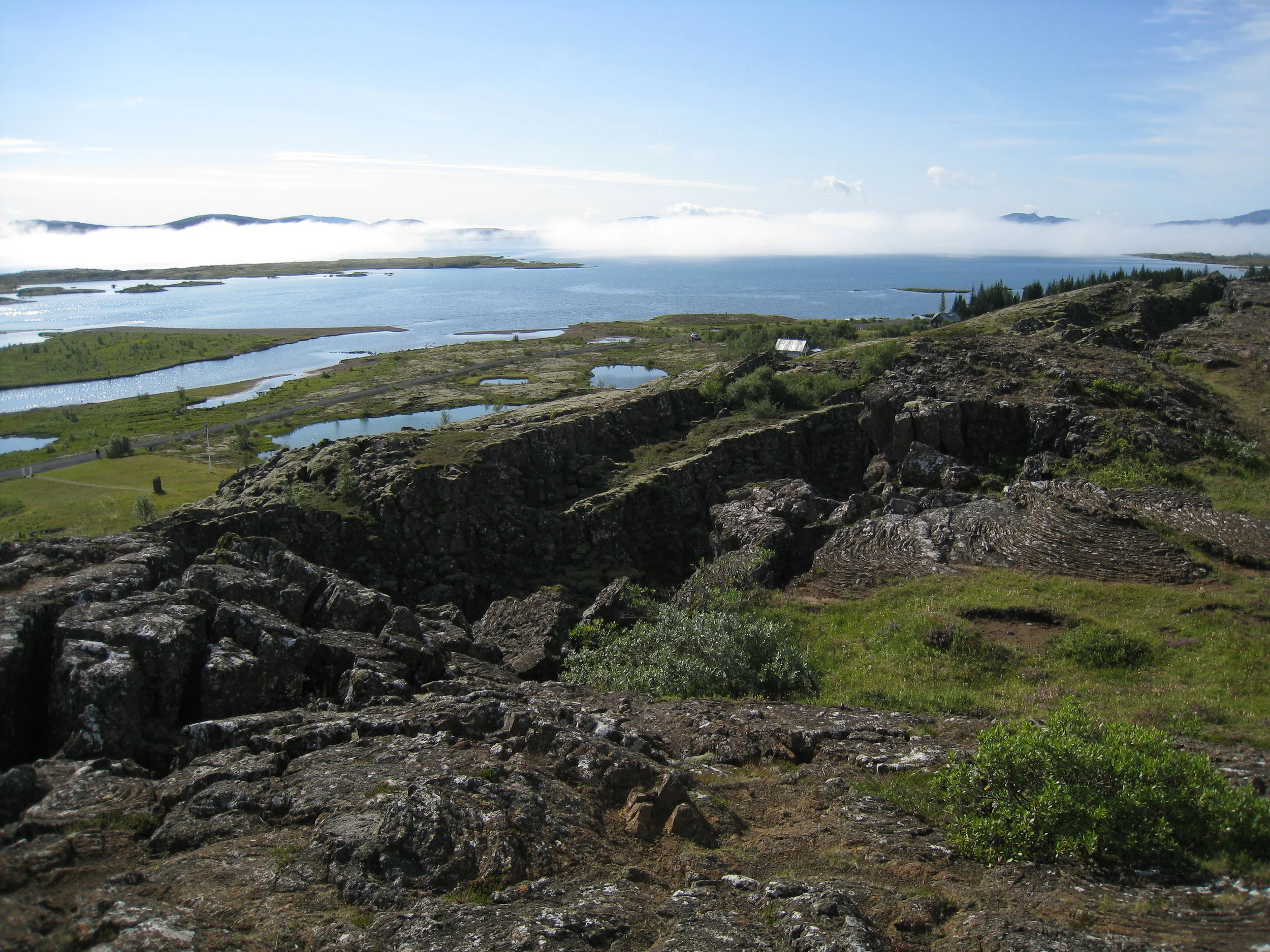  In Thingvellir National Park--The continental rift or mid-Atlantic Ridge where the American and Eurasian tectonic plates are slowly separating (1/8 inch per year)--site of the first Icelandic general assembly (in 930 AD)  