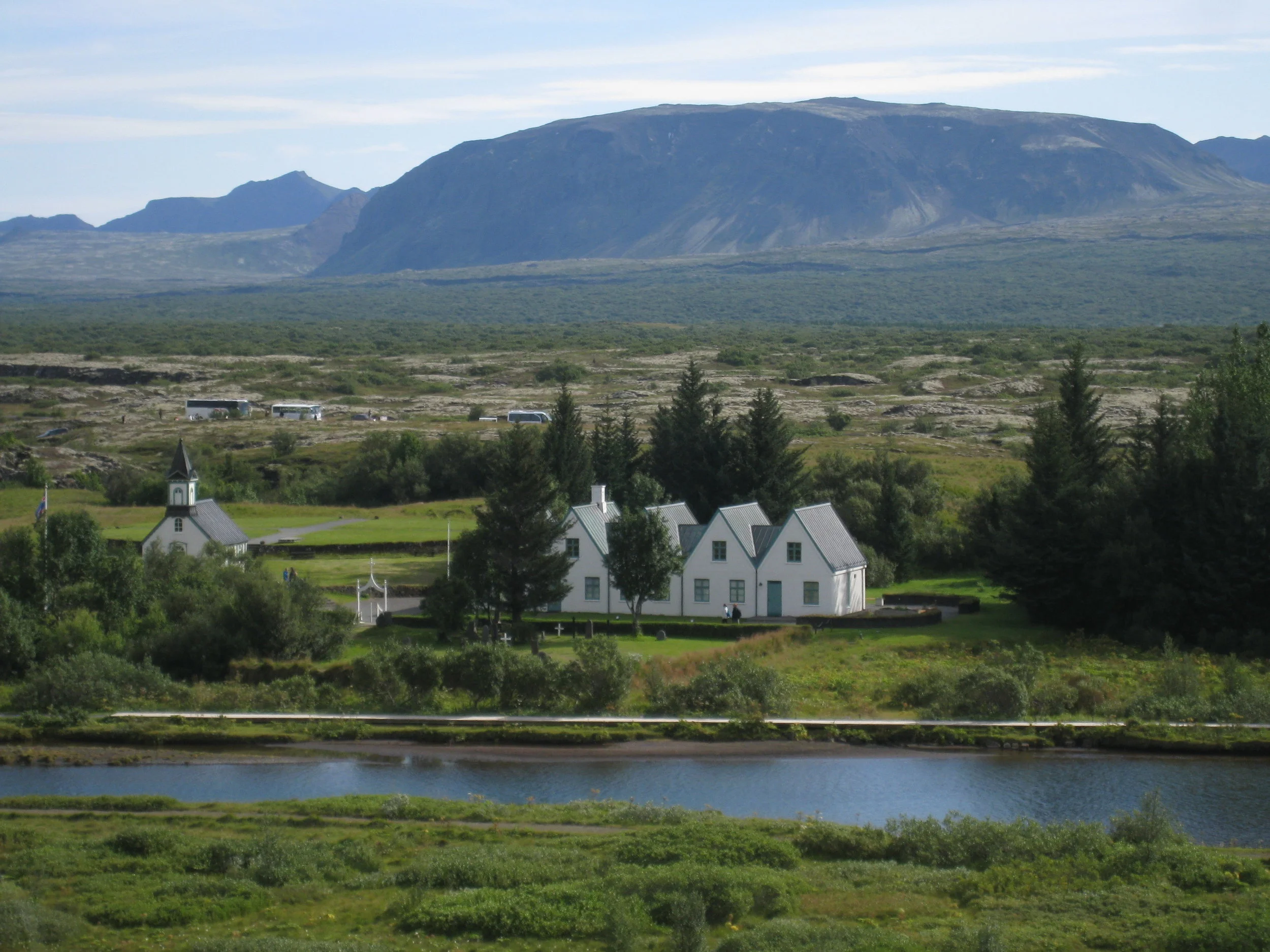  In Thingvellir National Park--The continental rift or mid-Atlantic Ridge where the American and Eurasian tectonic plates are slowly separating (1/8 inch per year)--site of the first Icelandic general assembly (in 930 AD) 