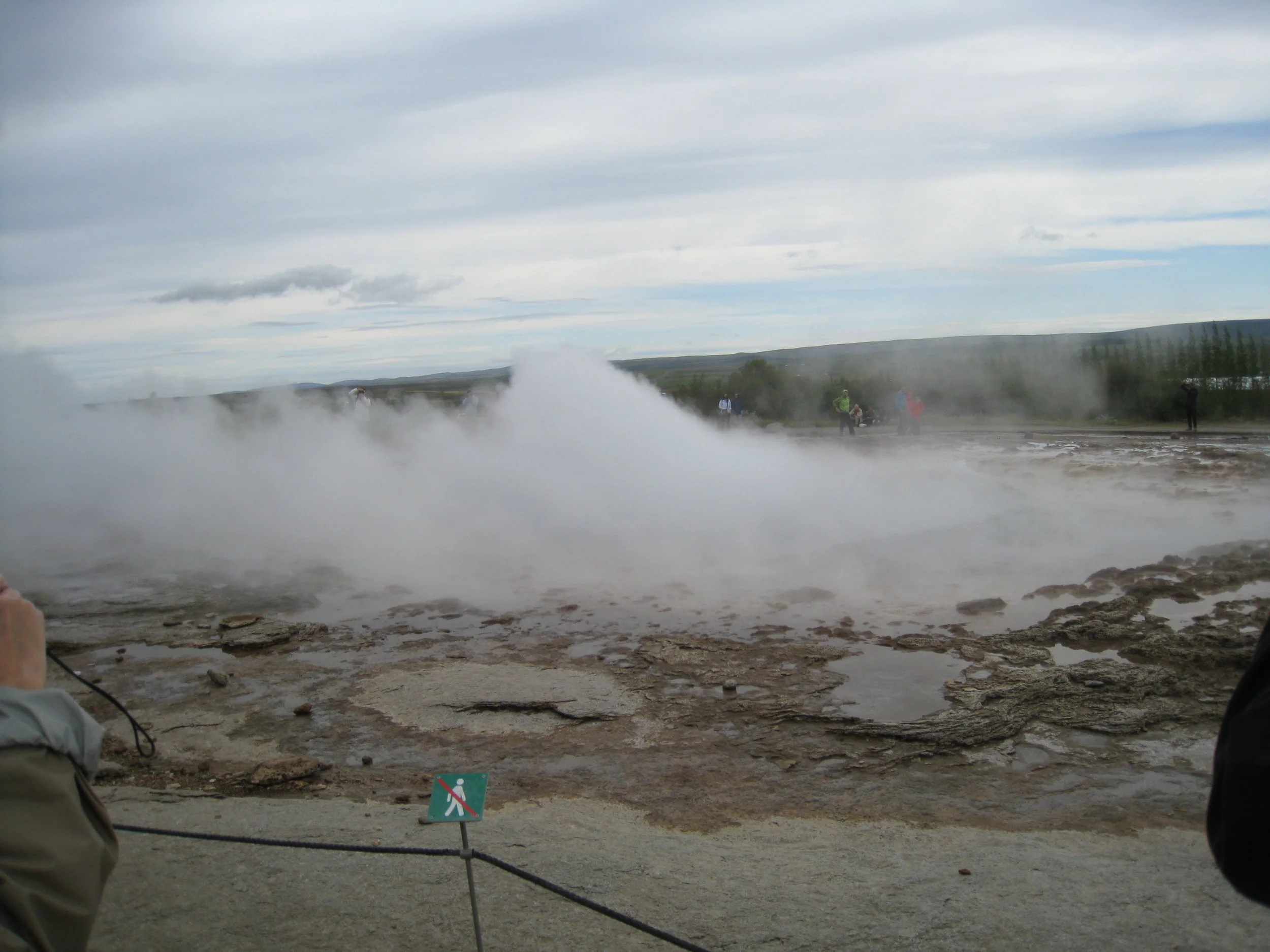  Geyser area--Strokkur Geyser having a small eruption 