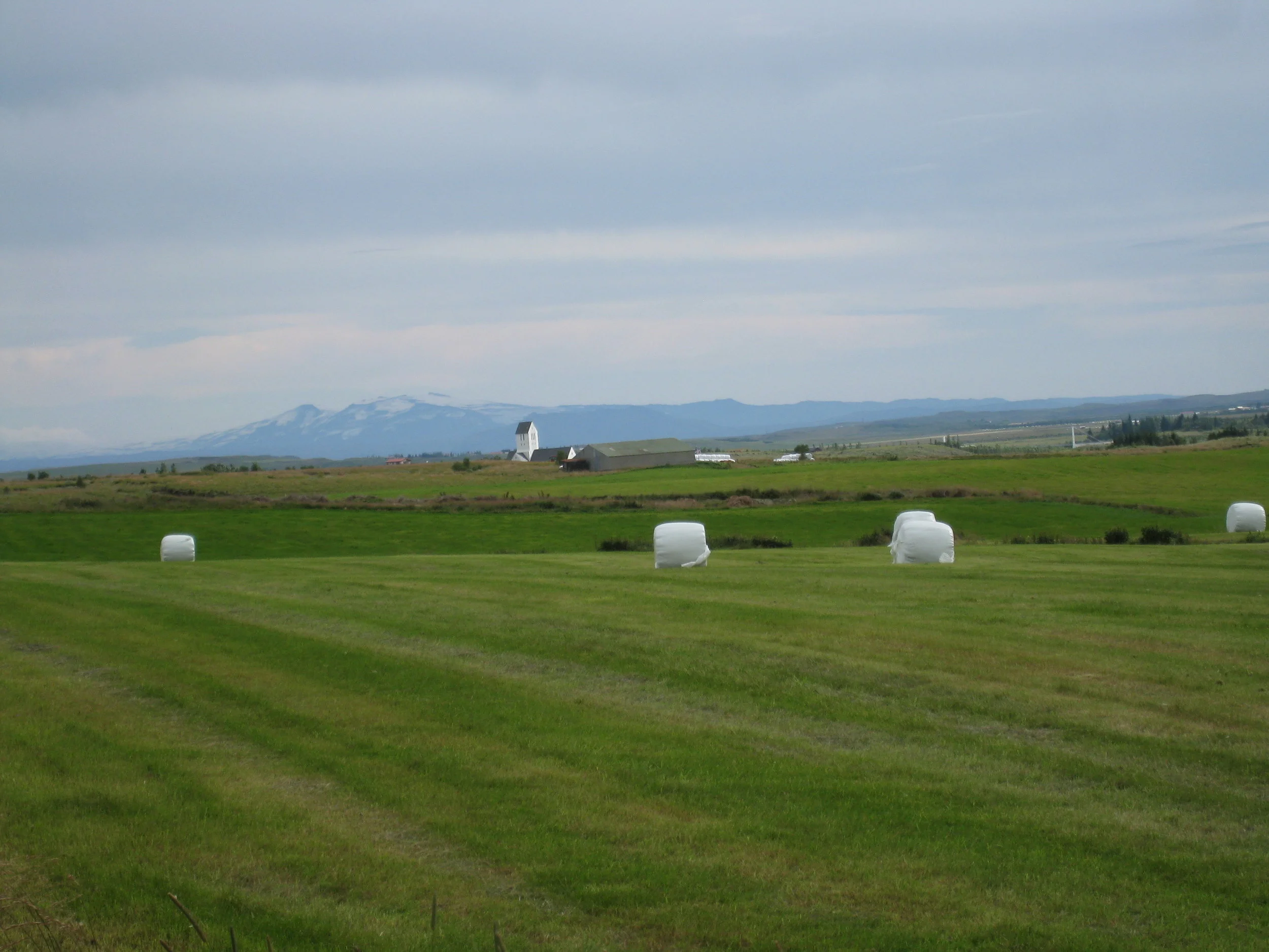  Near Skalholt Church--Typical Farming country with Hekla Volcano in the backgroun 