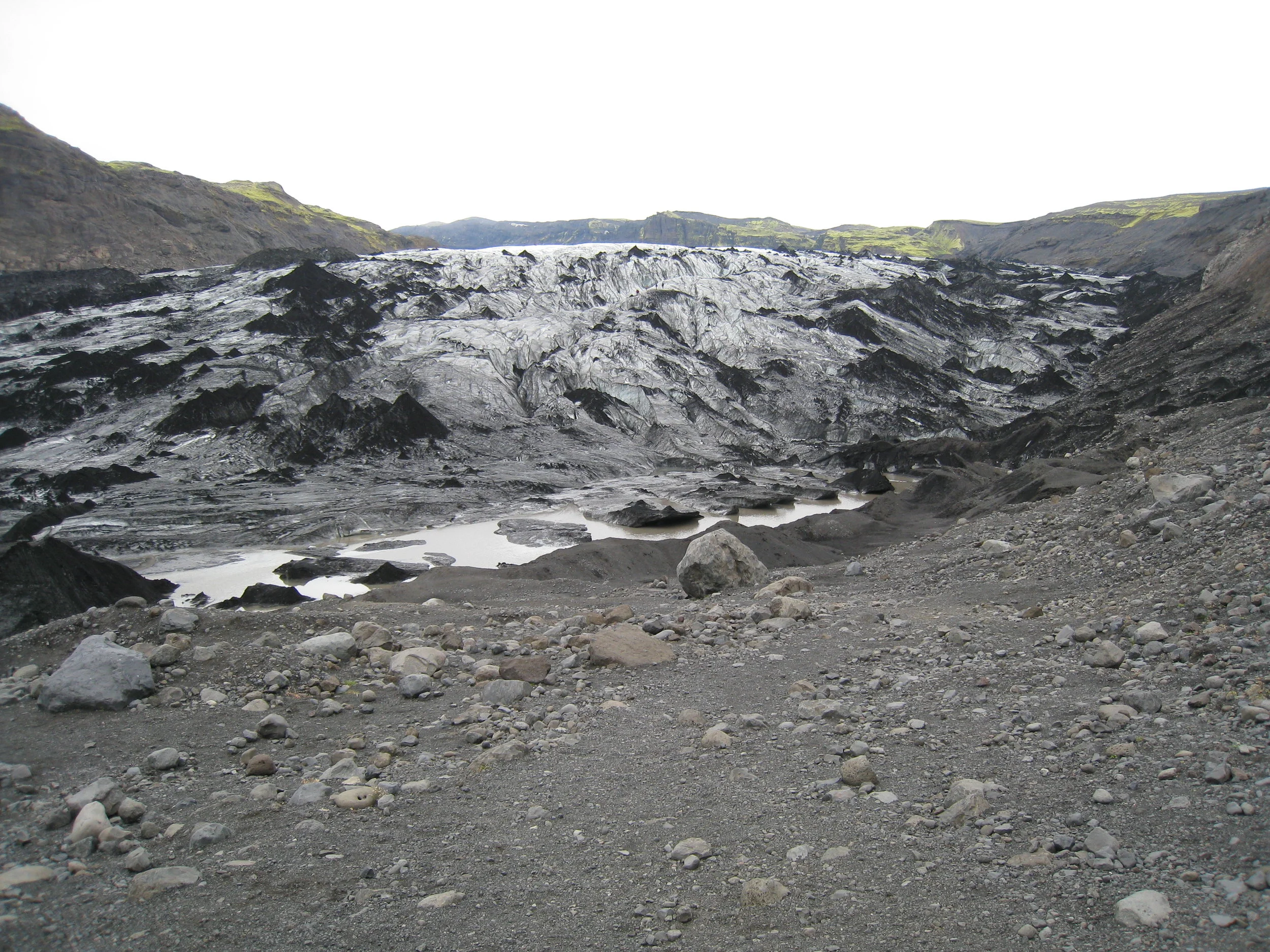  Solheimajokull glacier tongue near with people on the glacier 