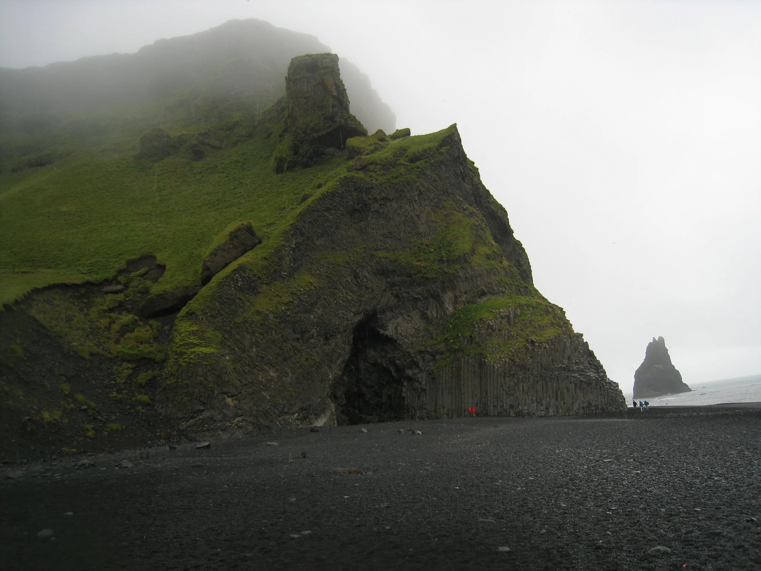  On the black lava beaches and rock formations near Vik (Reynishverfi), the southernmost point of Iceland 