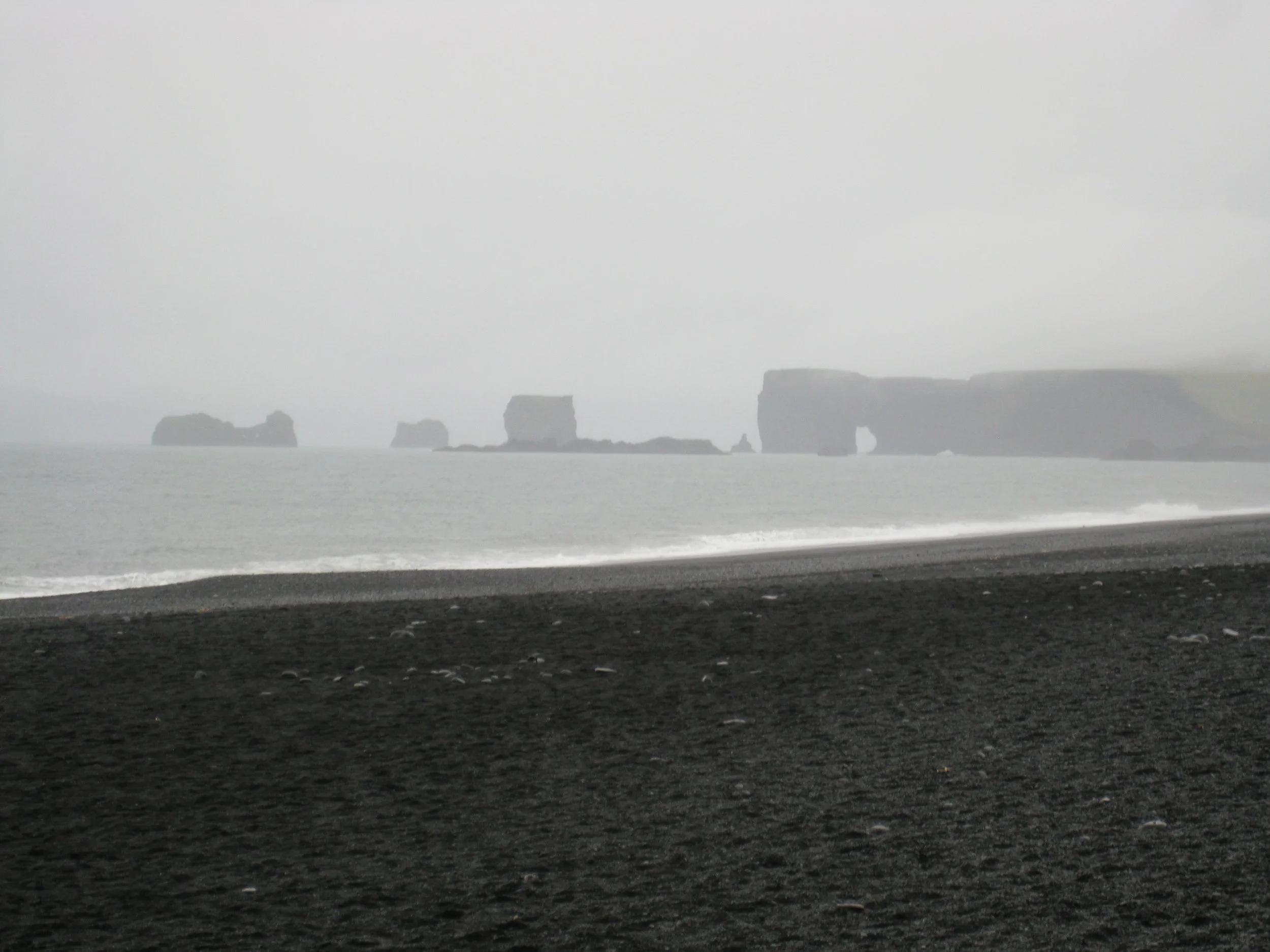  On the black lava beaches and rock formations near Vik (Reynishverfi), the southernmost point in Iceland 