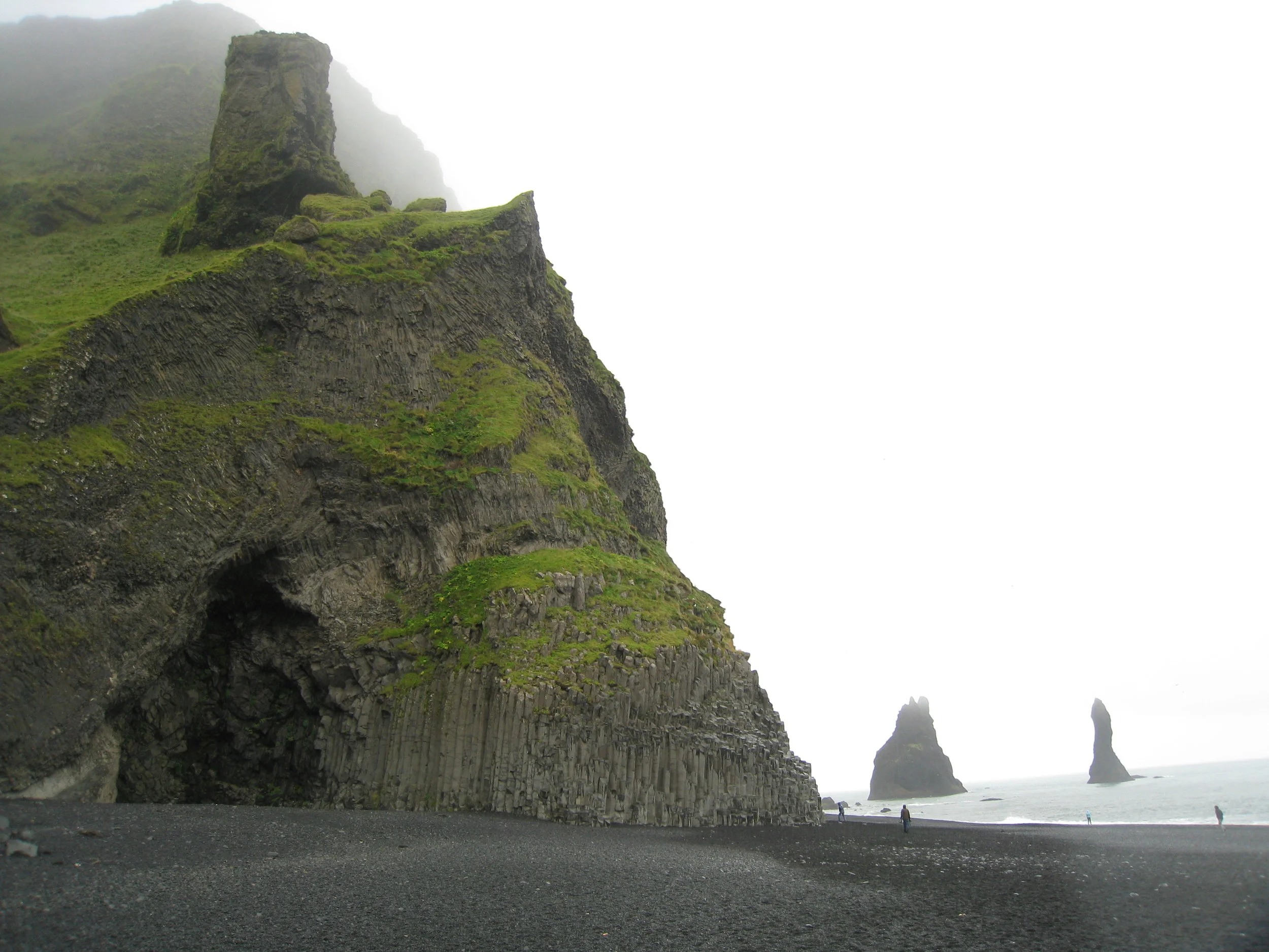  On the black lava beaches and rock formations near Vik (Reynishverfi), the southernmost point in Iceland 