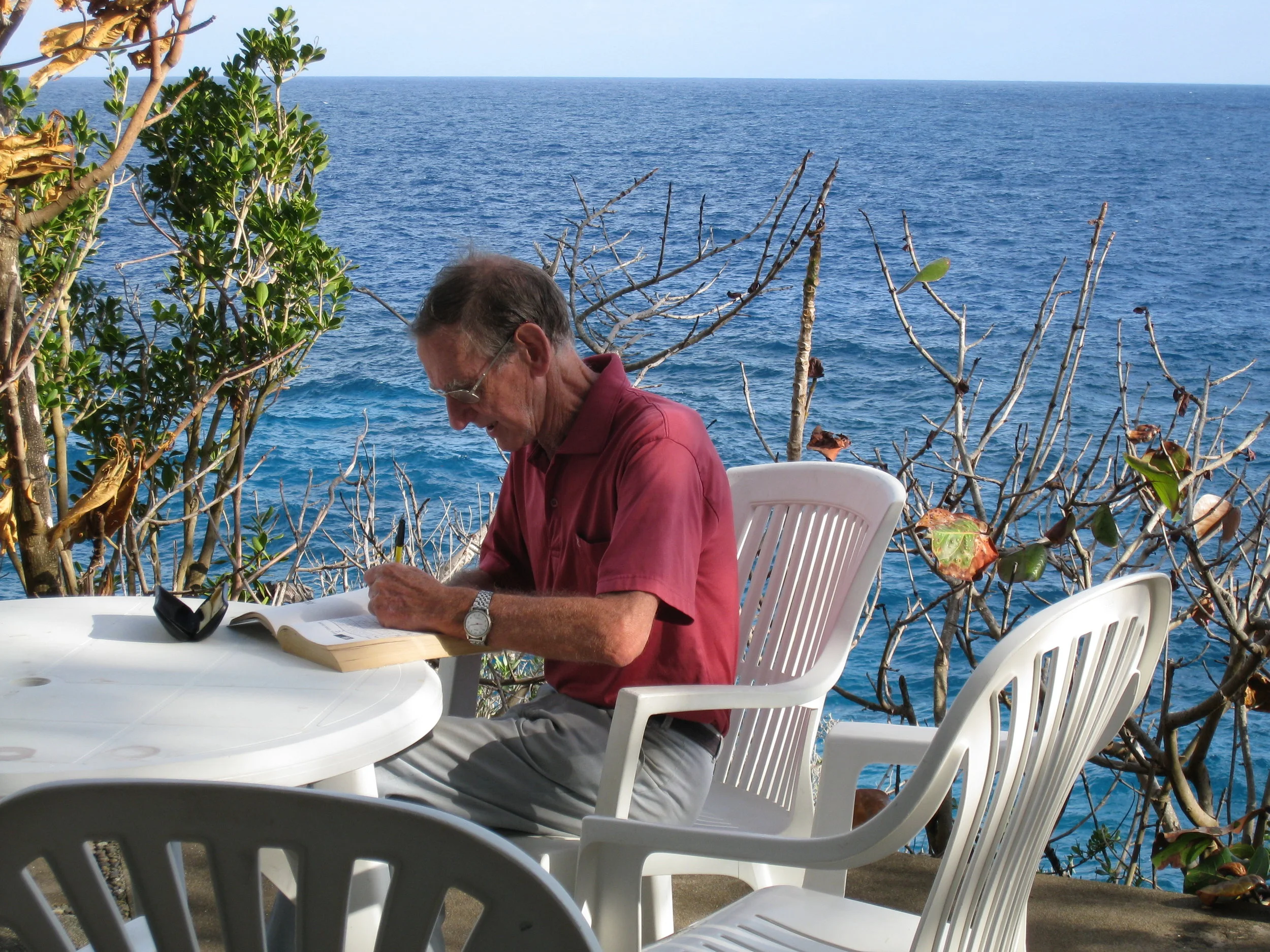  Frenchman's Cove--Paul Cullingford doing his morning Sudoku 