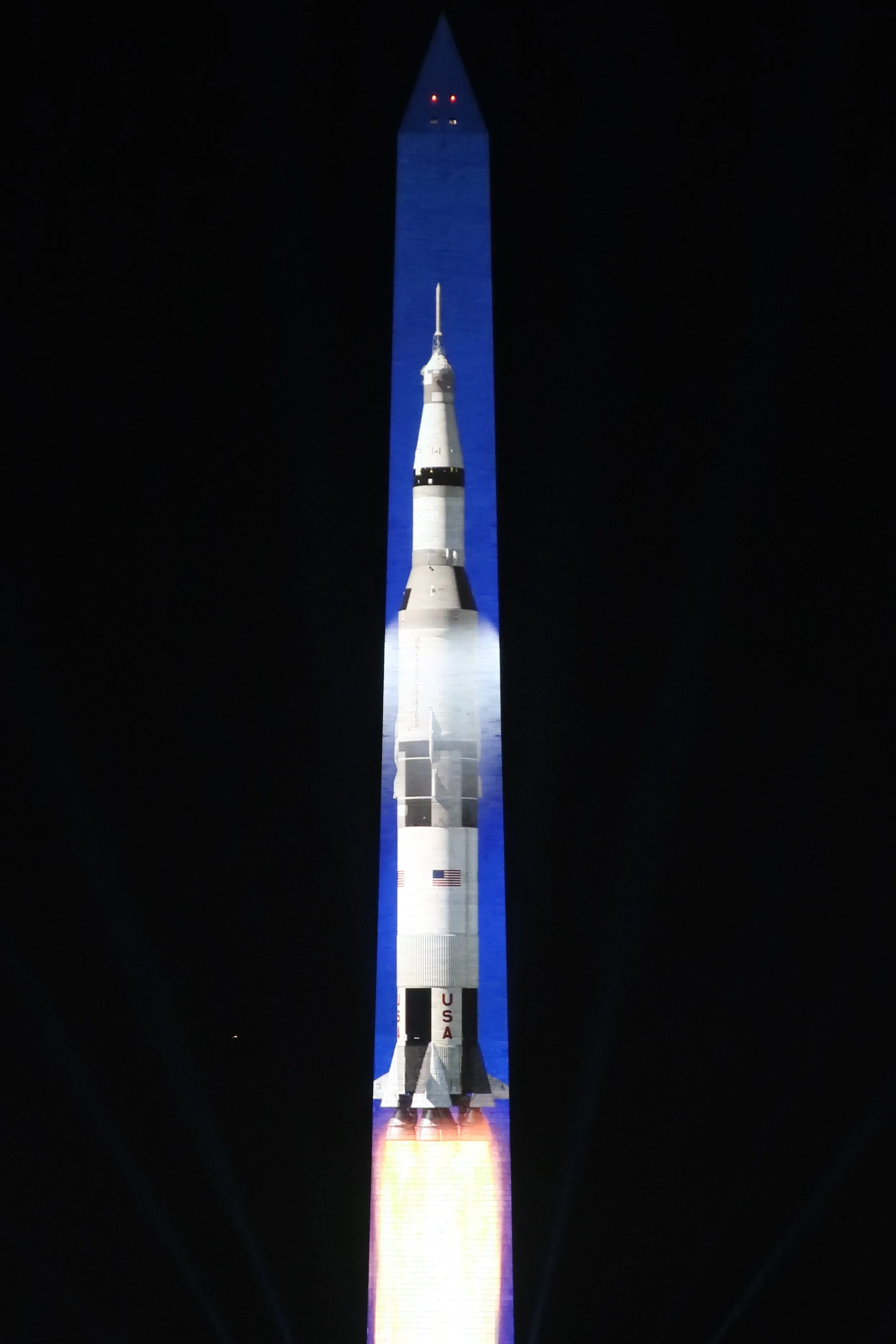  DC 2019--July--Washington Monument--Celebration of Apollo 11 Fiftieth Anniversary--Saturn Rocket--First stage 