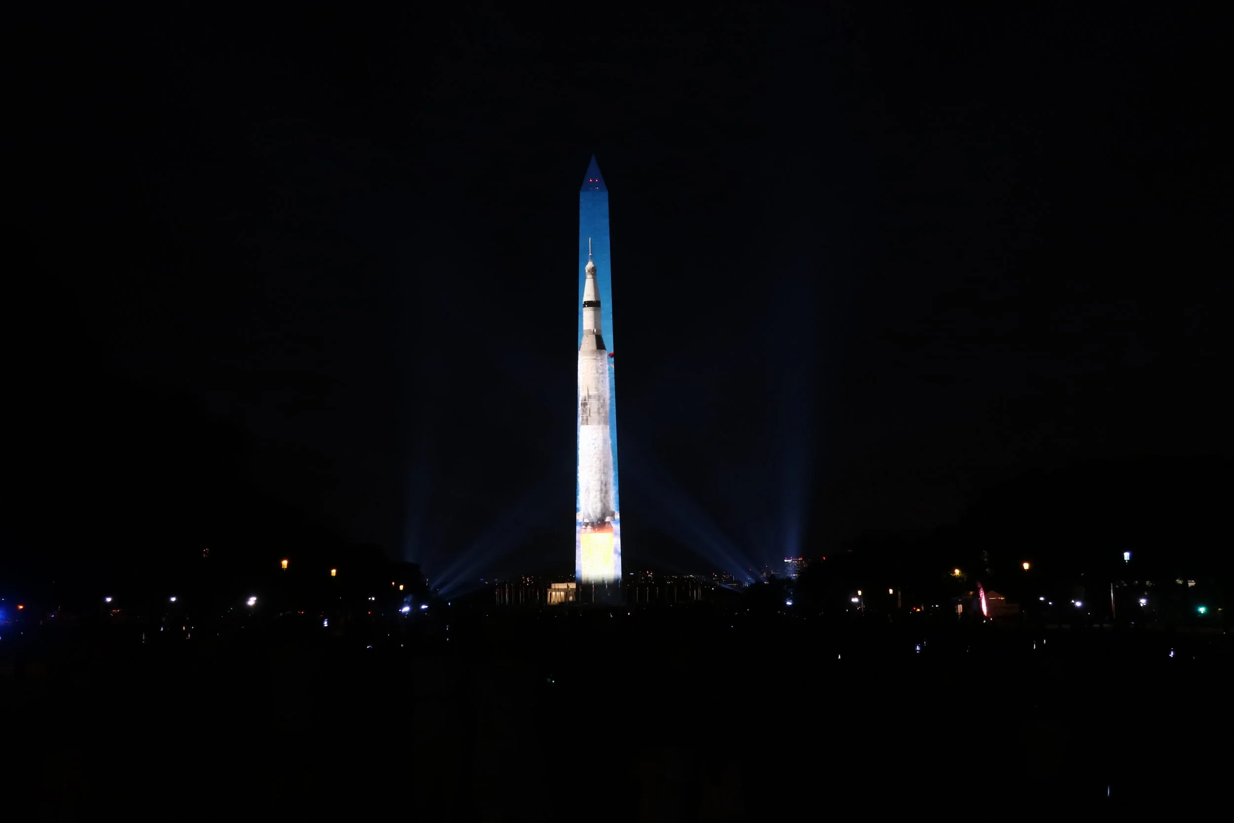  DC 2019--July--Washington Monument--Celebration of Apollo 11 Fiftieth Anniversary--Saturn Rocket --Blast-off 