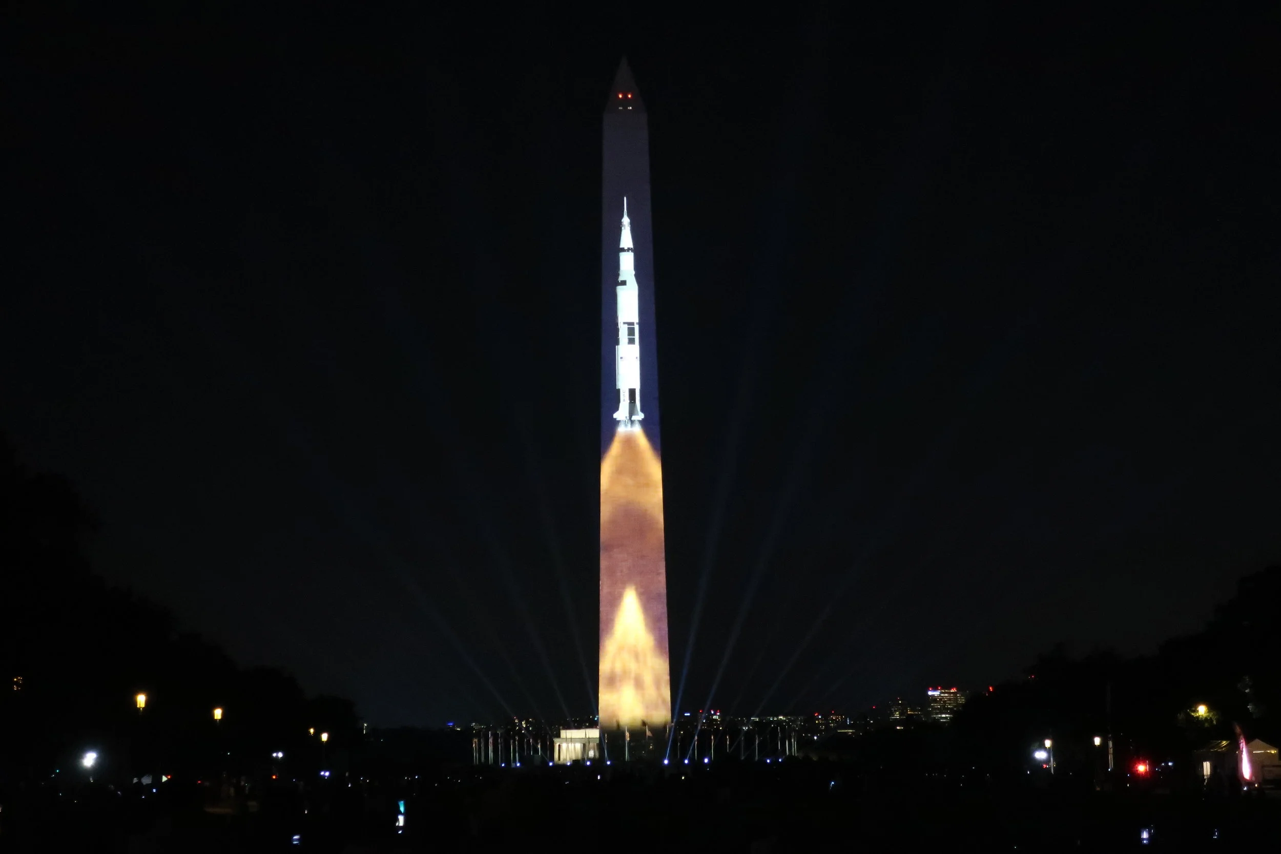  DC 2019--July--Washington Monument--Celebration of Apollo 11 Fiftieth Anniversary--Saturn Rocket--First Stage 