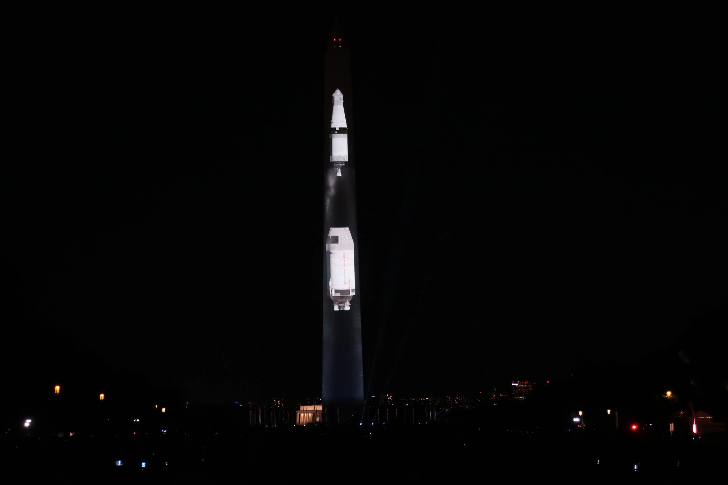  DC 2019--July--Washington Monument--Celebration of Apollo 11 Fiftieth Anniversary--Saturn Rocket--Second Stage released 