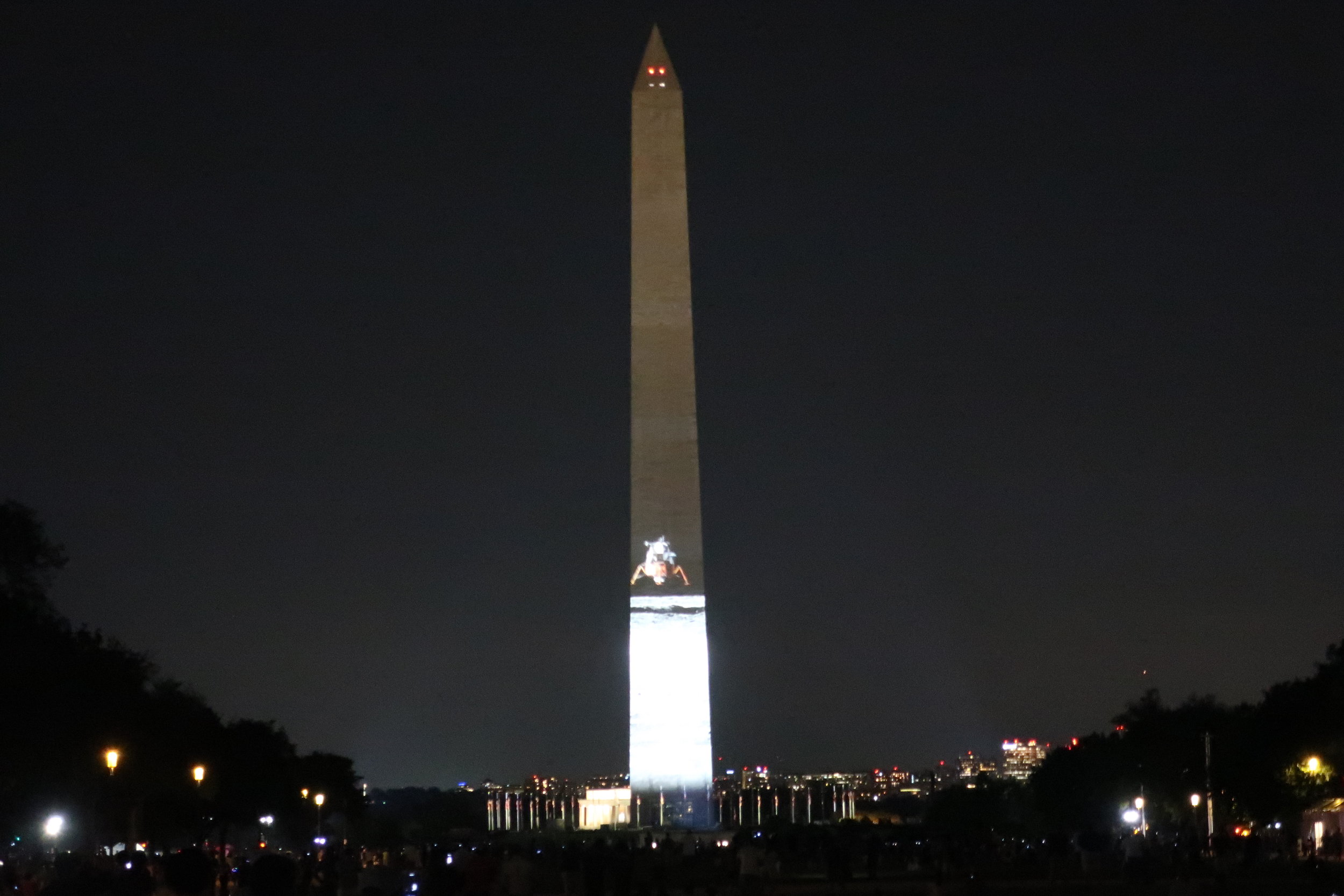  DC 2019--July--Washington Monument--Celebration of Apollo 11 Fiftieth Anniversary--Moon and lander vehicle landing 